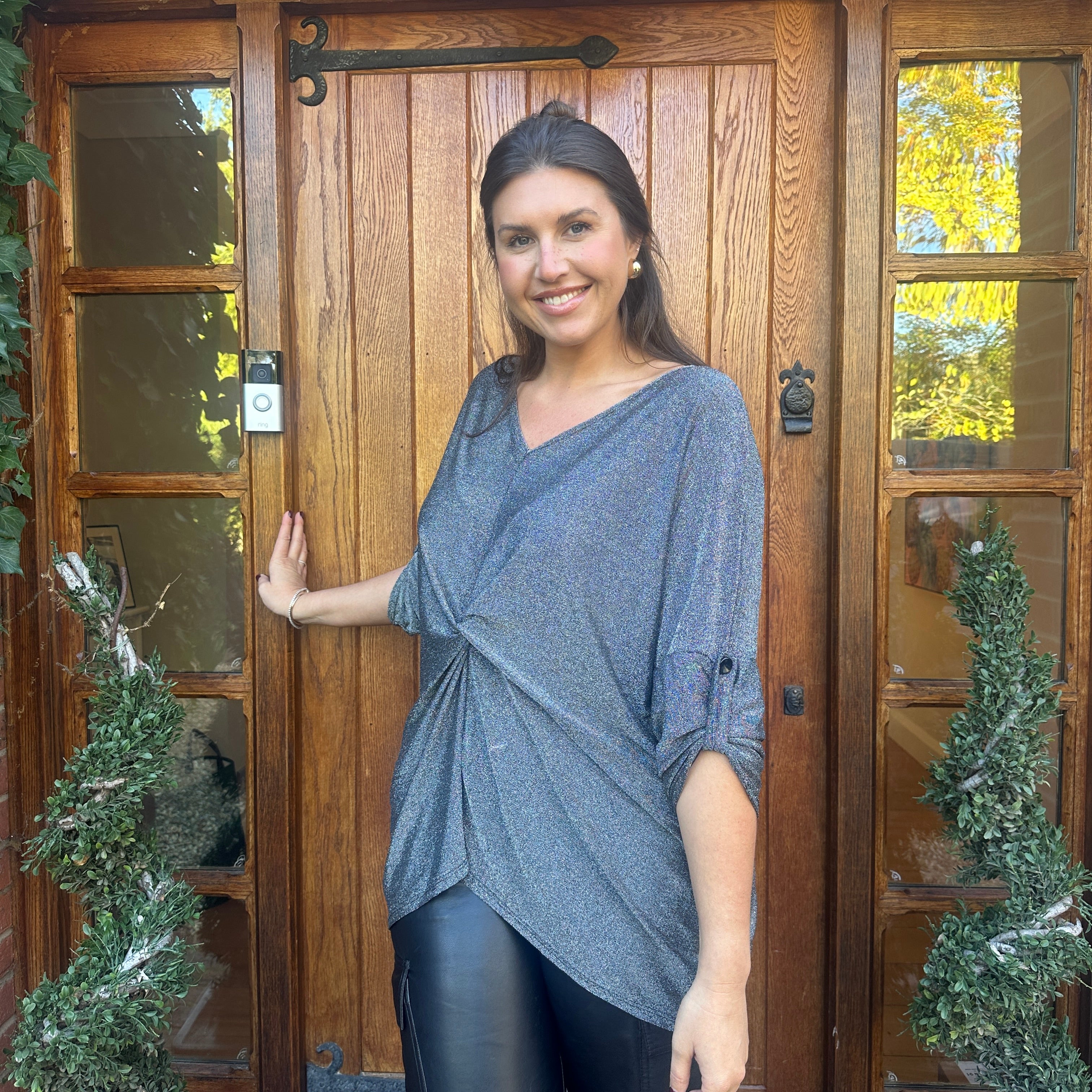 Hollie Lurex Knot Top - Blush Boutique Essex