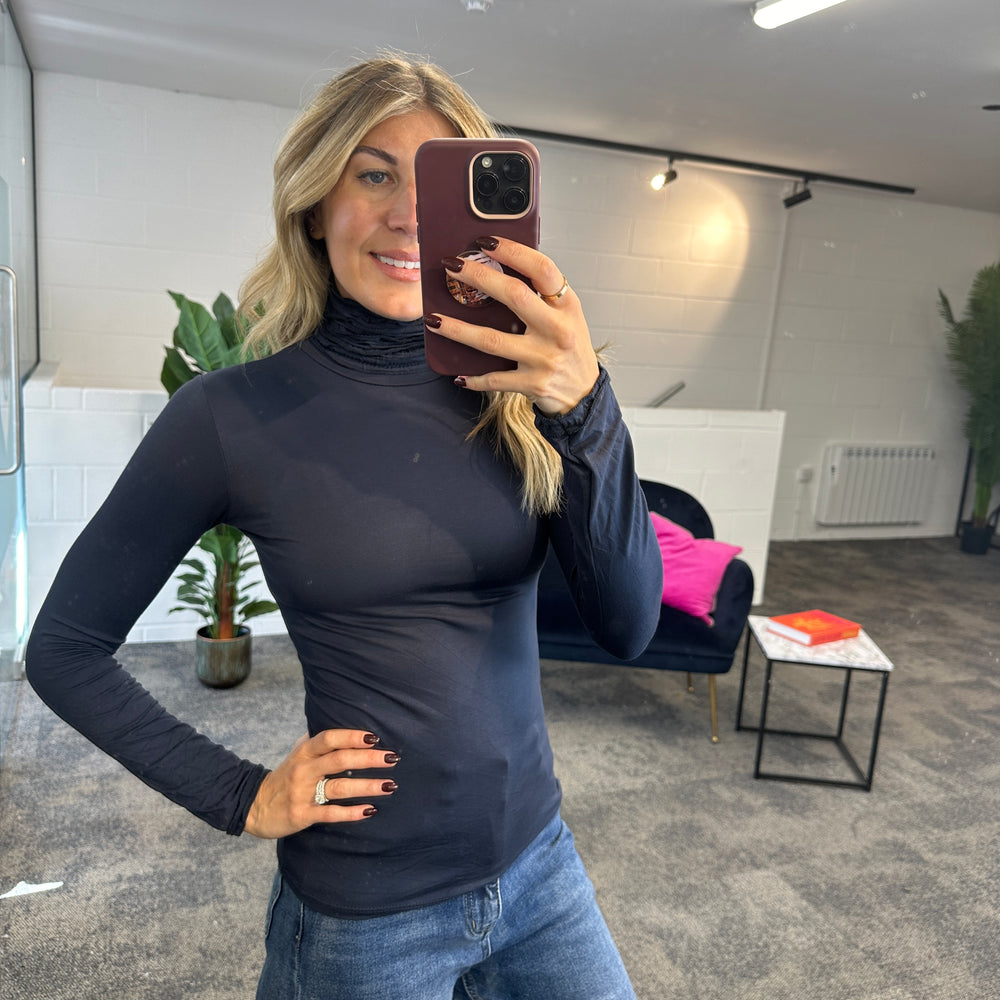 Ruche Roll Neck - Blush Boutique Essex