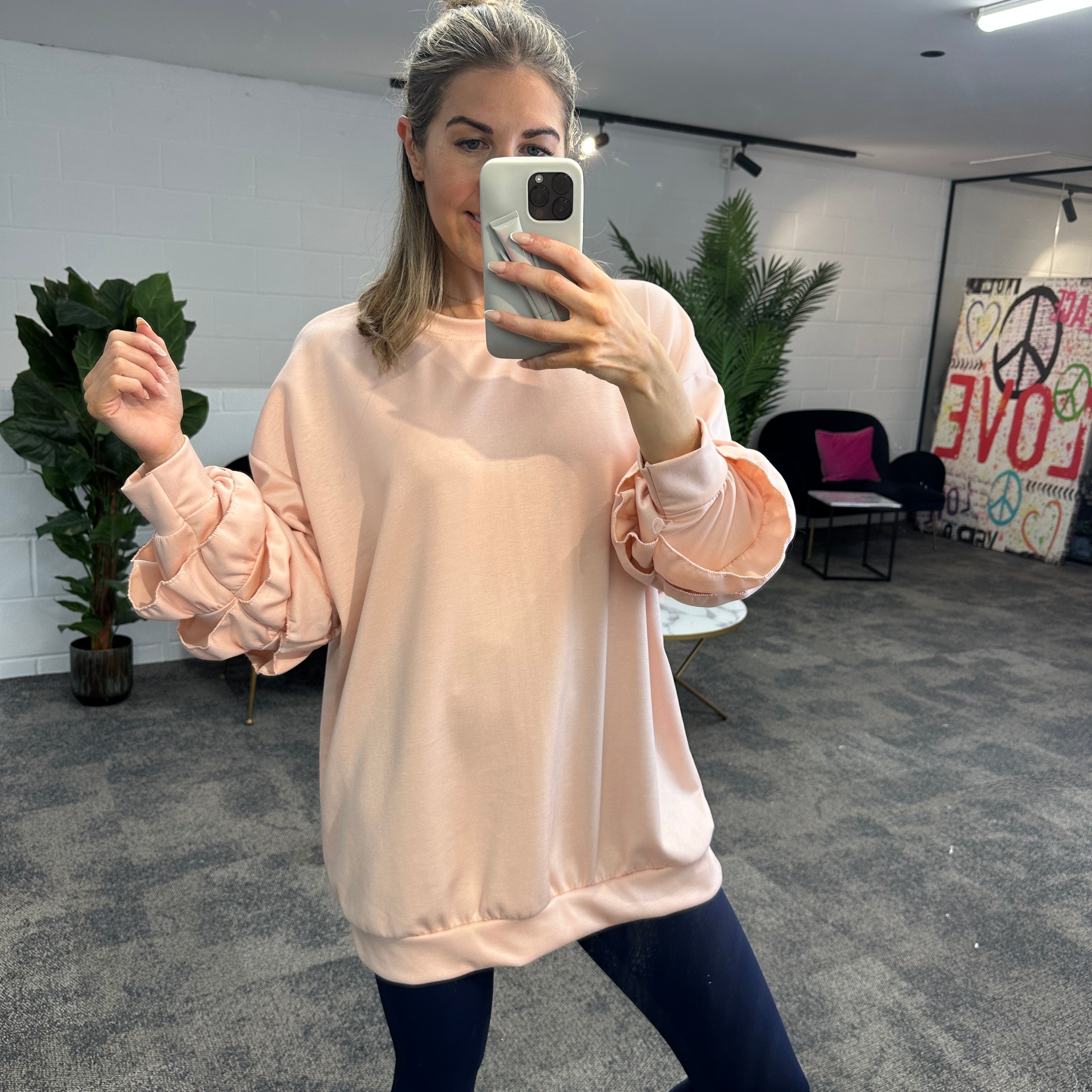 Juni Ruffle Sweatshirt - Blush Boutique Essex