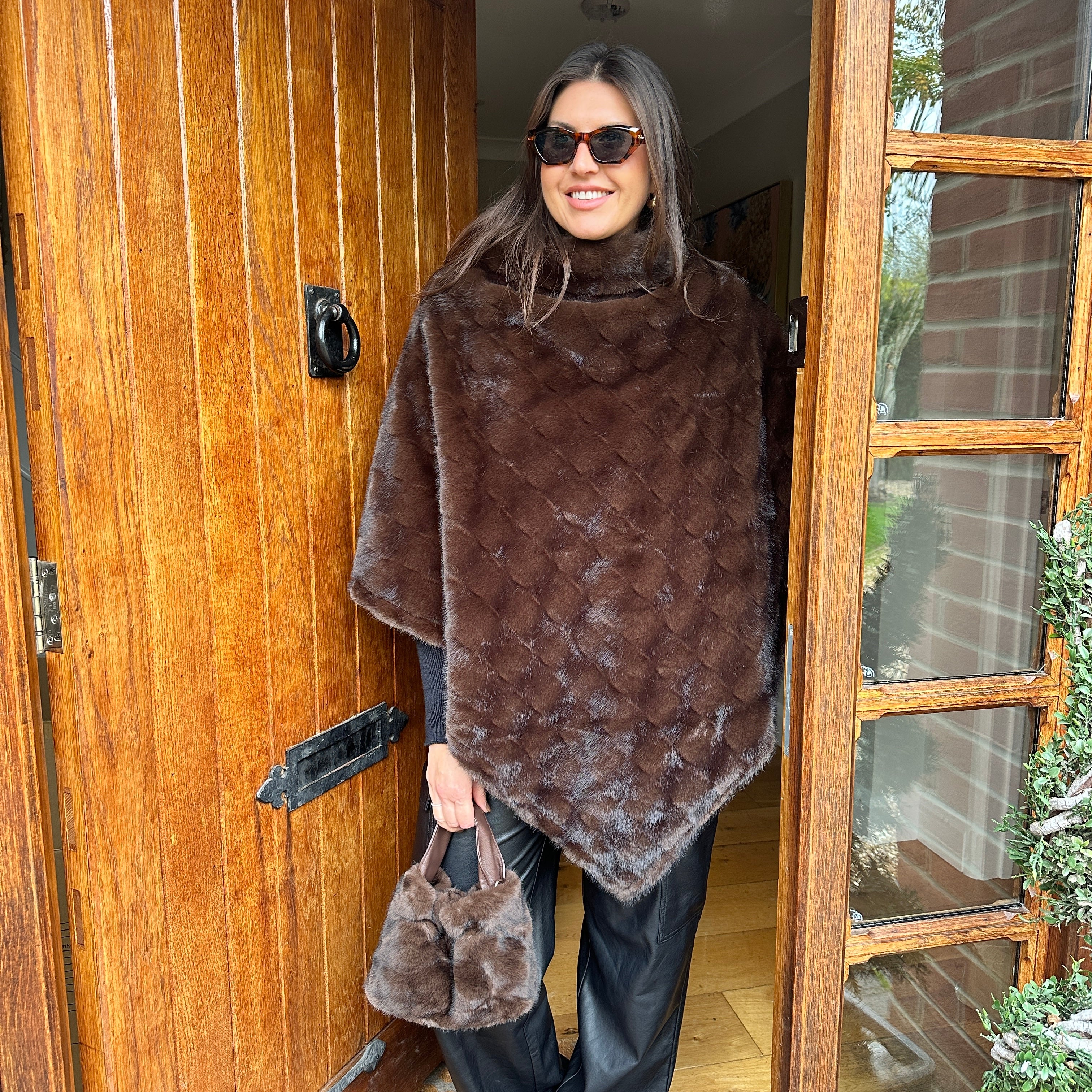 Rocco Faux Fur Cape - Blush Boutique Essex