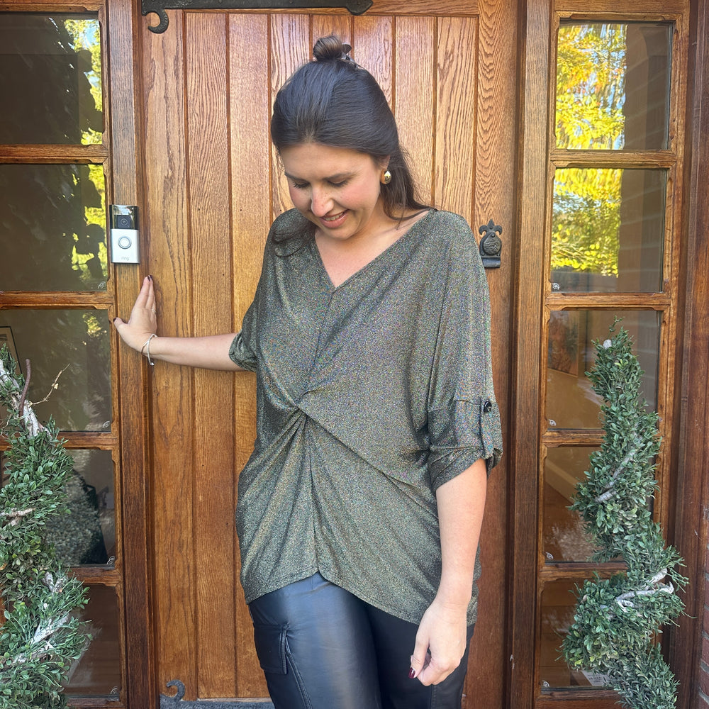 Hollie Lurex Knot Top - Blush Boutique Essex