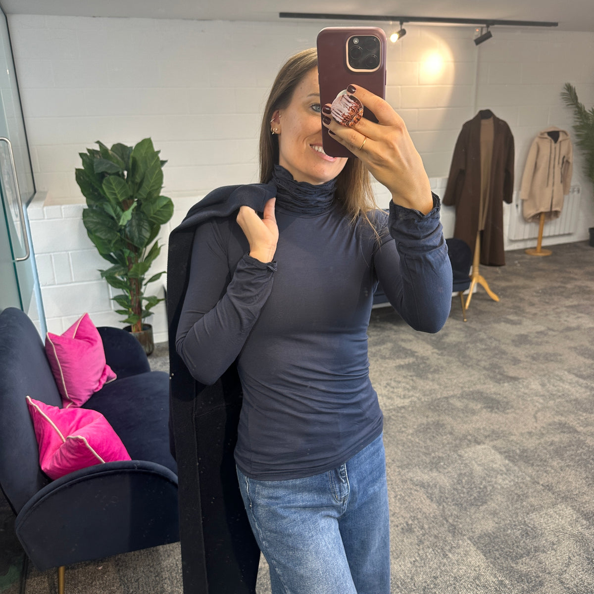 Ruche Roll Neck - Blush Boutique Essex
