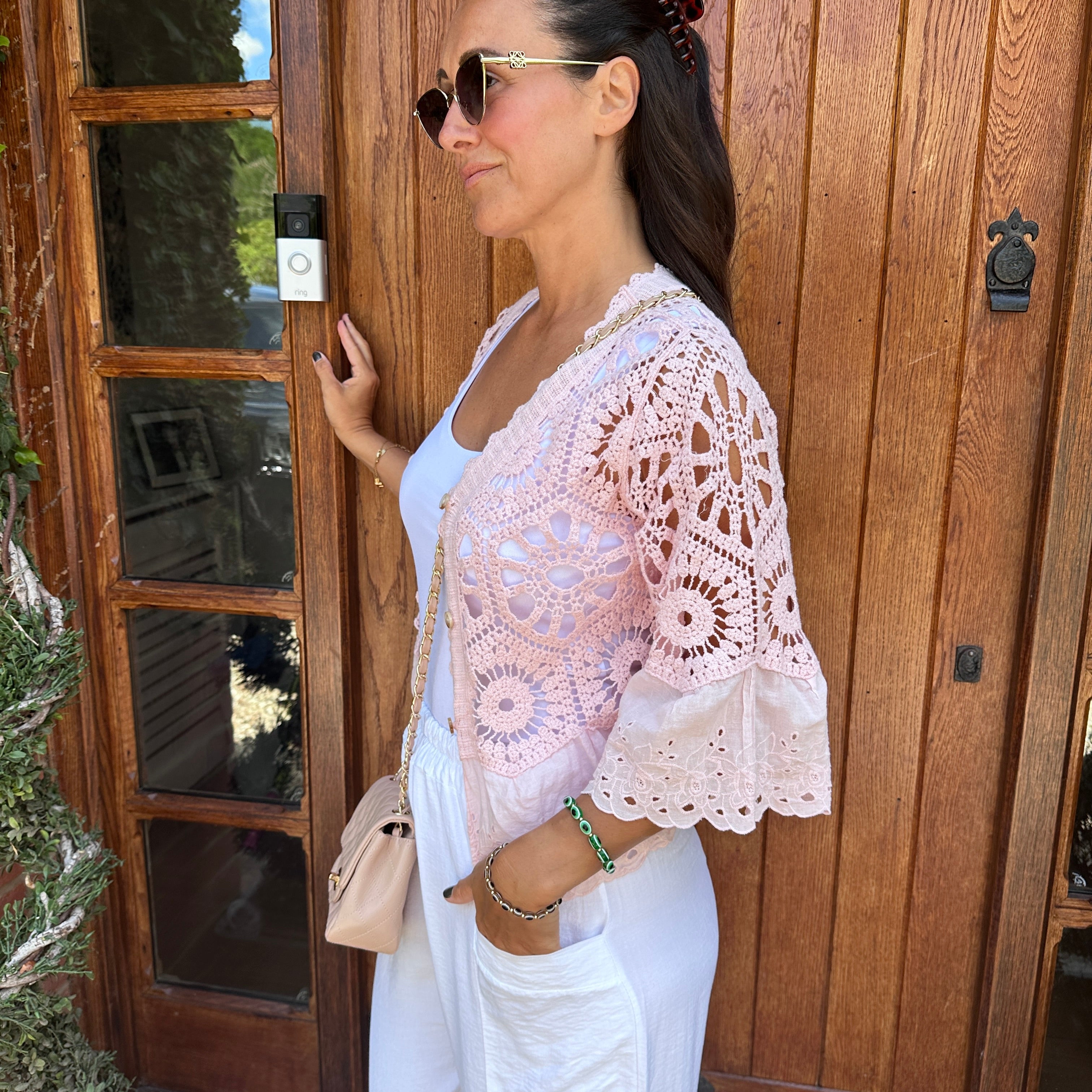 Zoe Crochet Cardigan - Blush Boutique Essex