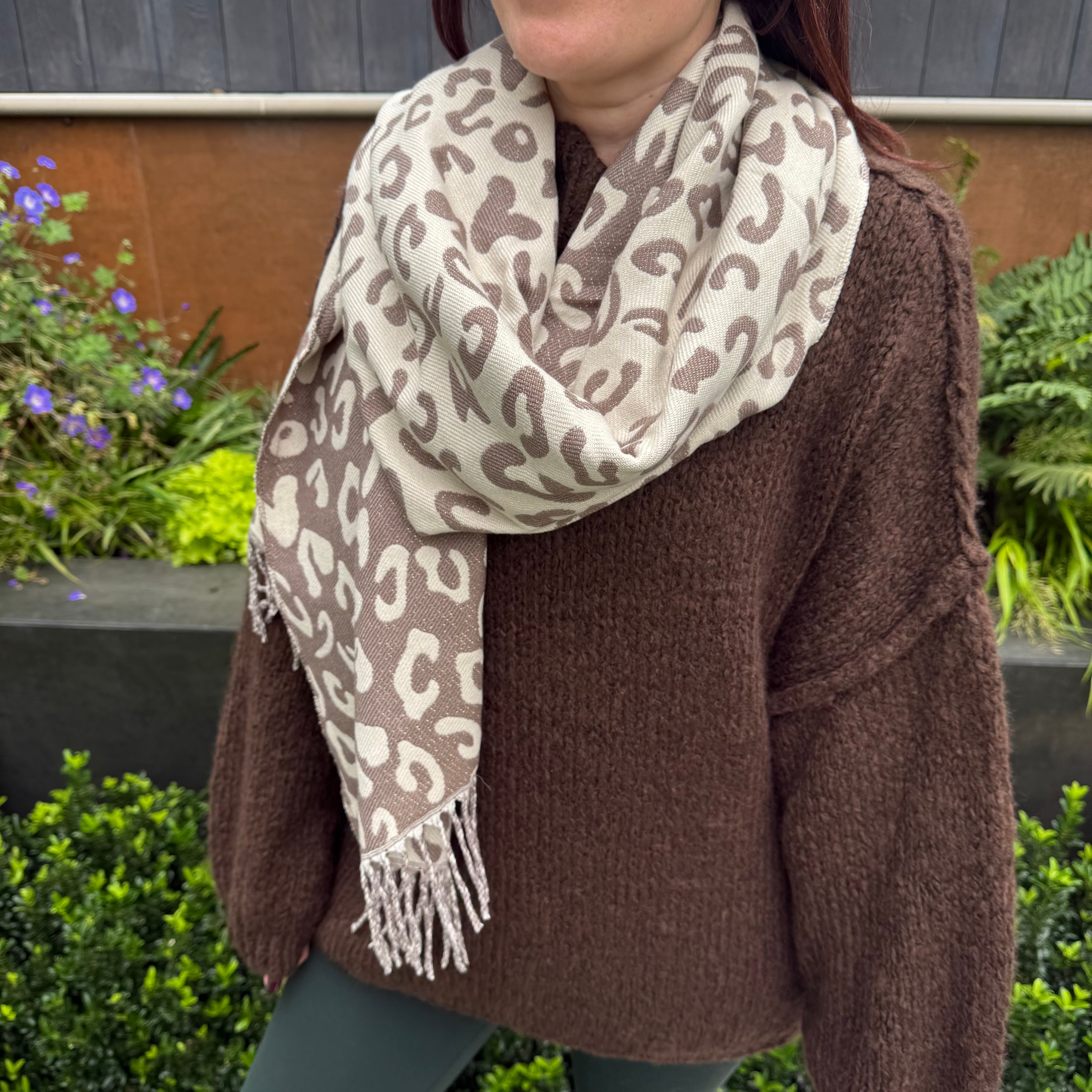 Cheetah print reversible super soft scarf