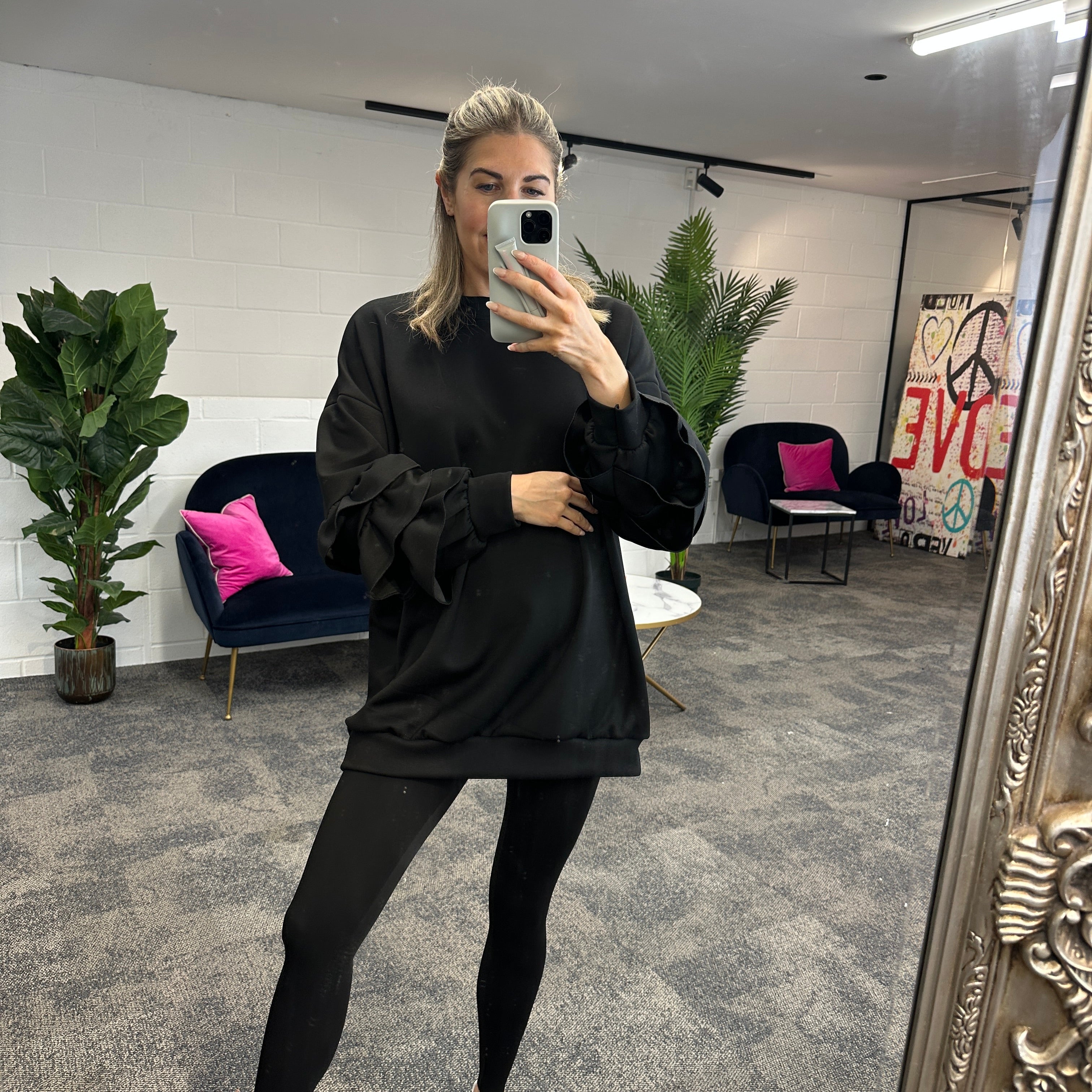 Juni Ruffle Sweatshirt - Blush Boutique Essex