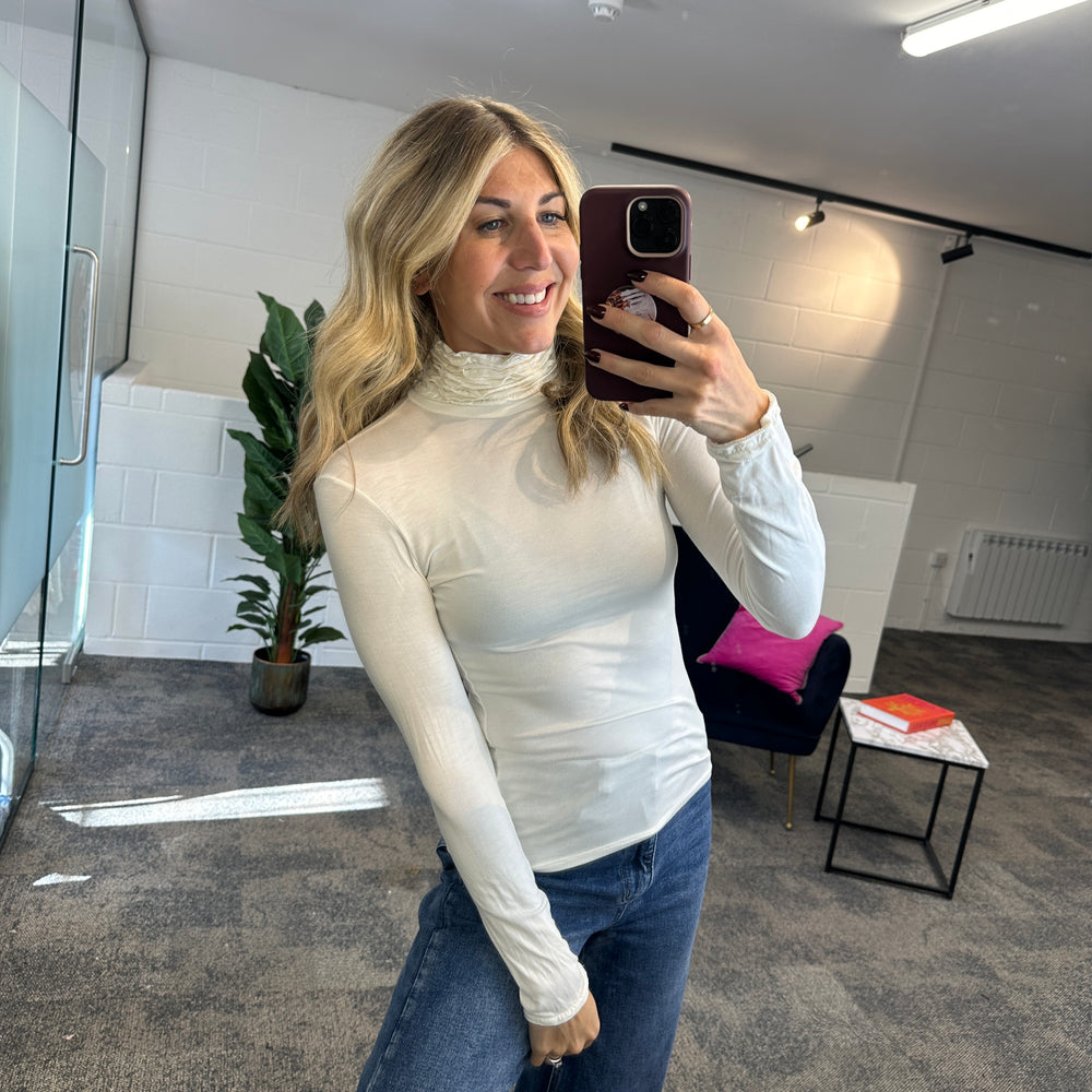 Ruche Roll Neck - Blush Boutique Essex