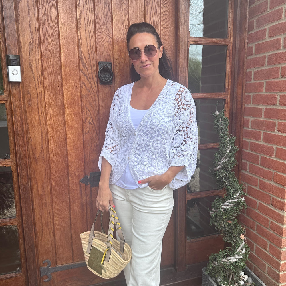 Roxy Crochet Cardigan - Blush Boutique Essex