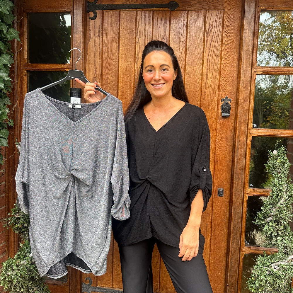 Hollie Lurex Knot Top - Blush Boutique Essex