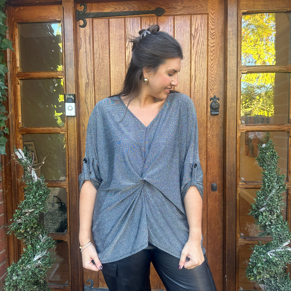 Hollie Lurex Knot Top - Blush Boutique Essex