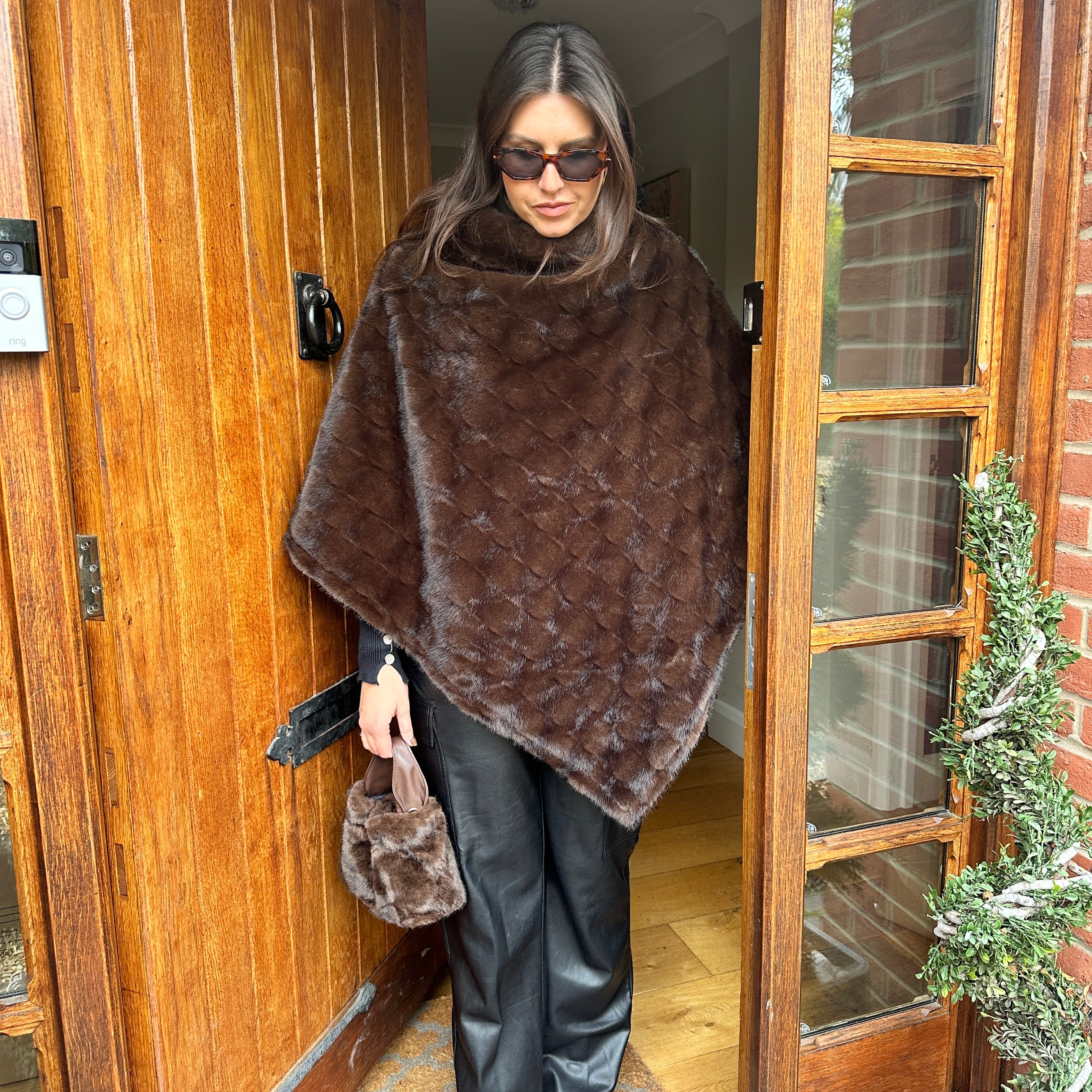 Rocco Faux Fur Cape - Blush Boutique Essex