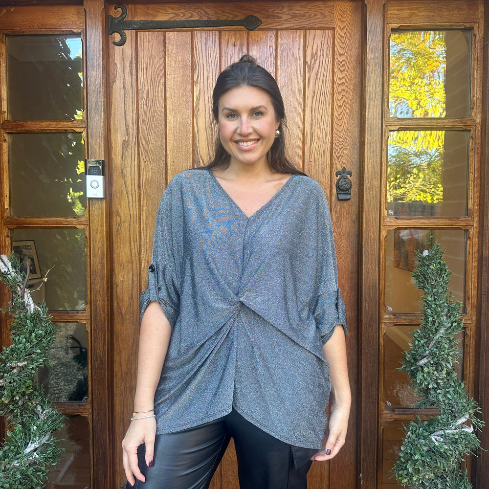 Hollie Lurex Knot Top - Blush Boutique Essex