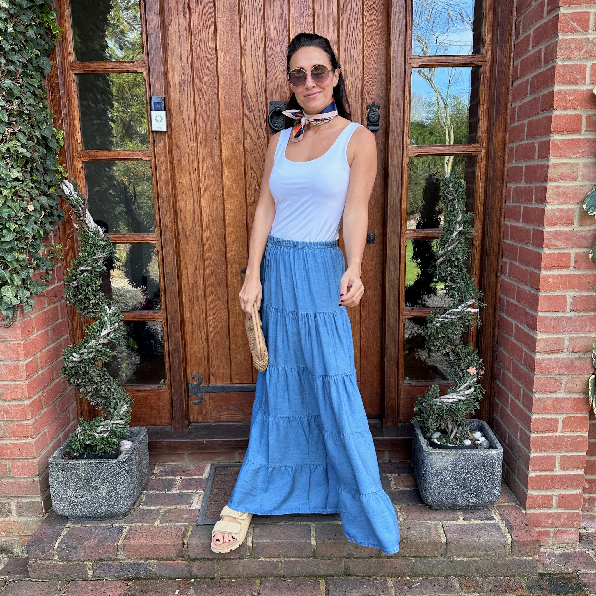 April Denim Maxi Skirt - Blush Boutique Essex