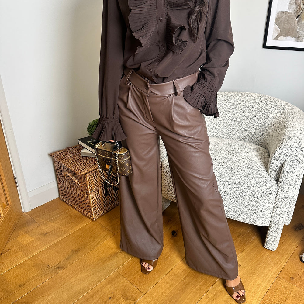 Erica Faux Leather Trousers - Blush Boutique Essex