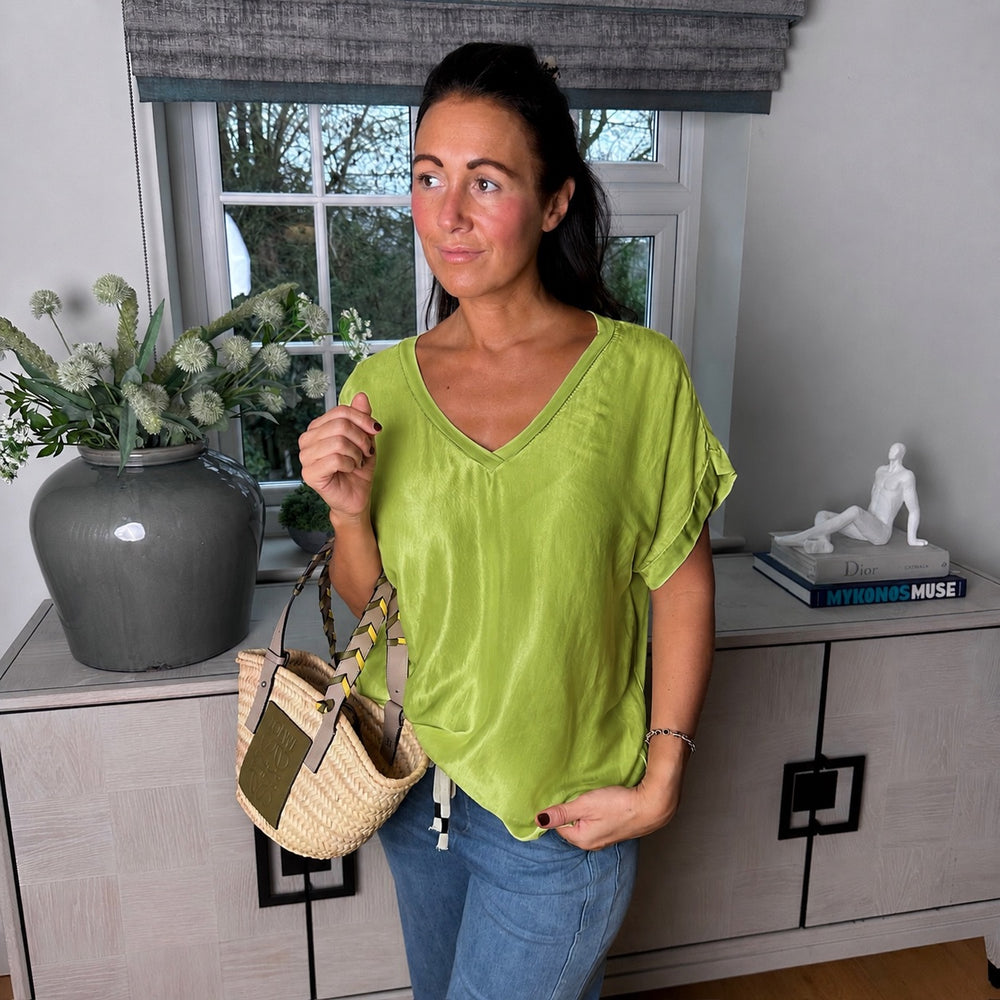 Sybil satin v neck top