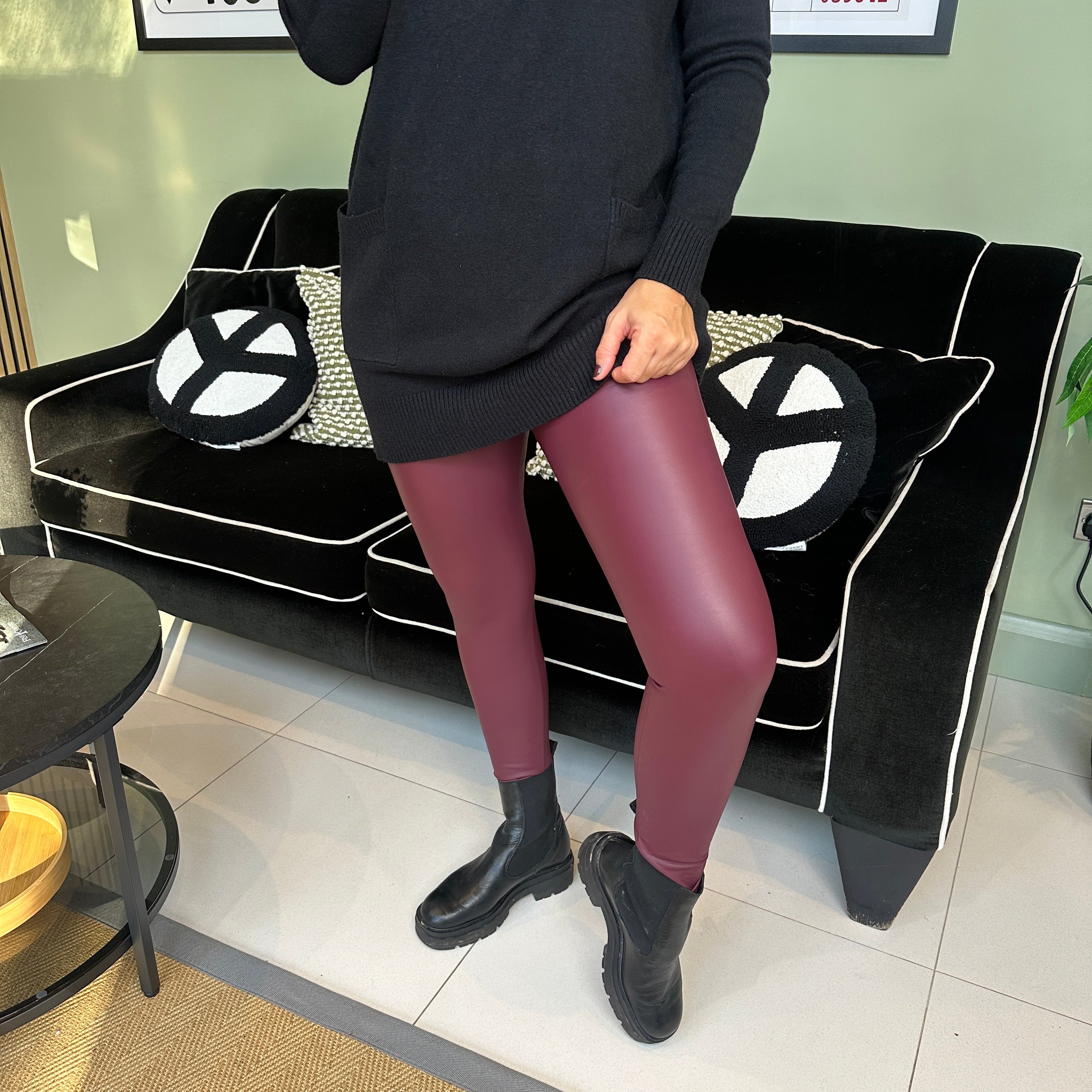 Leah Leather Look Leggings - Blush Boutique Essex