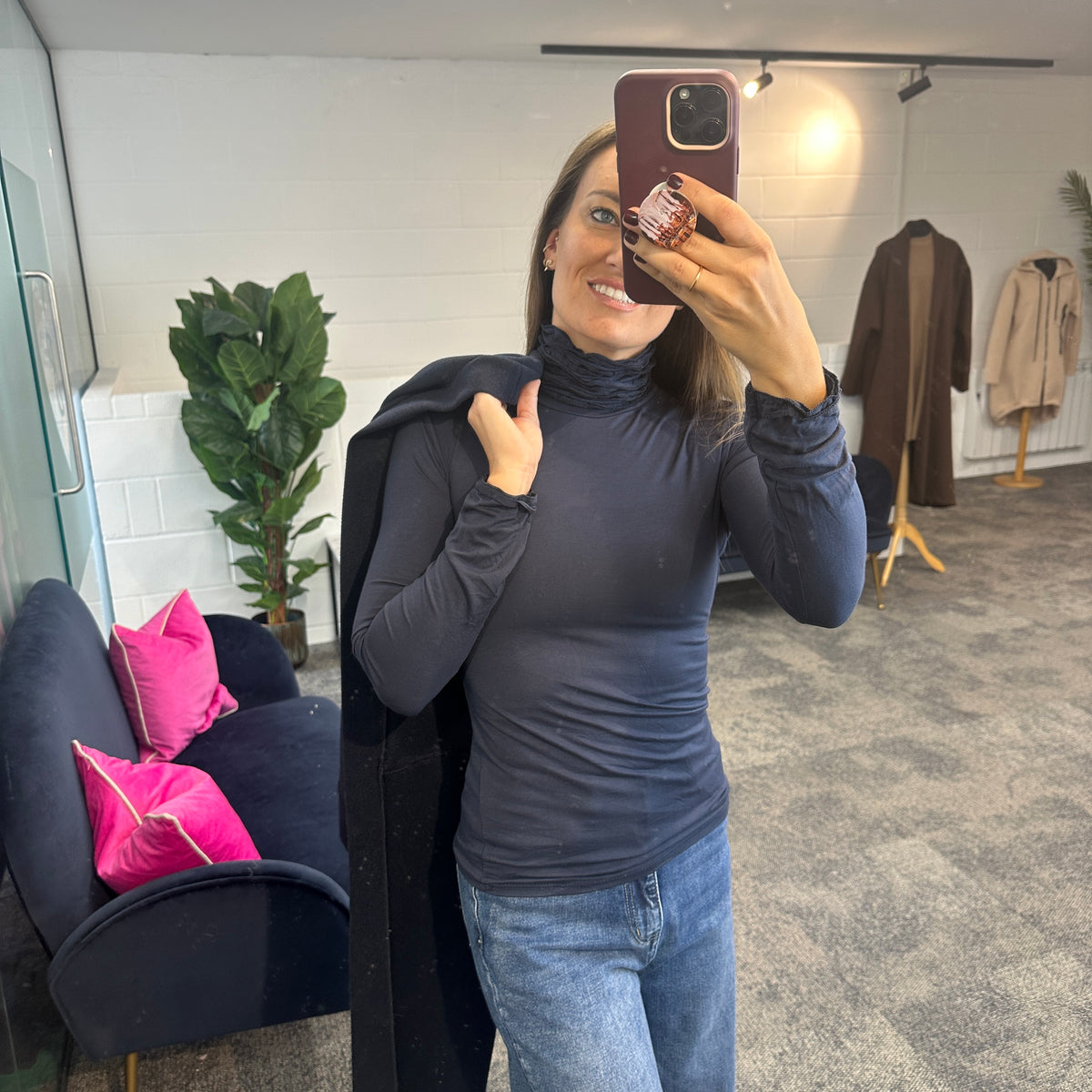 Ruche Roll Neck - Blush Boutique Essex