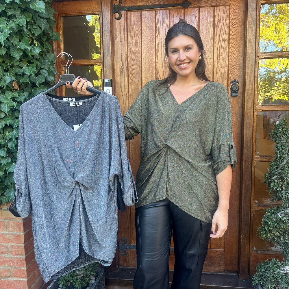 Hollie Lurex Knot Top - Blush Boutique Essex