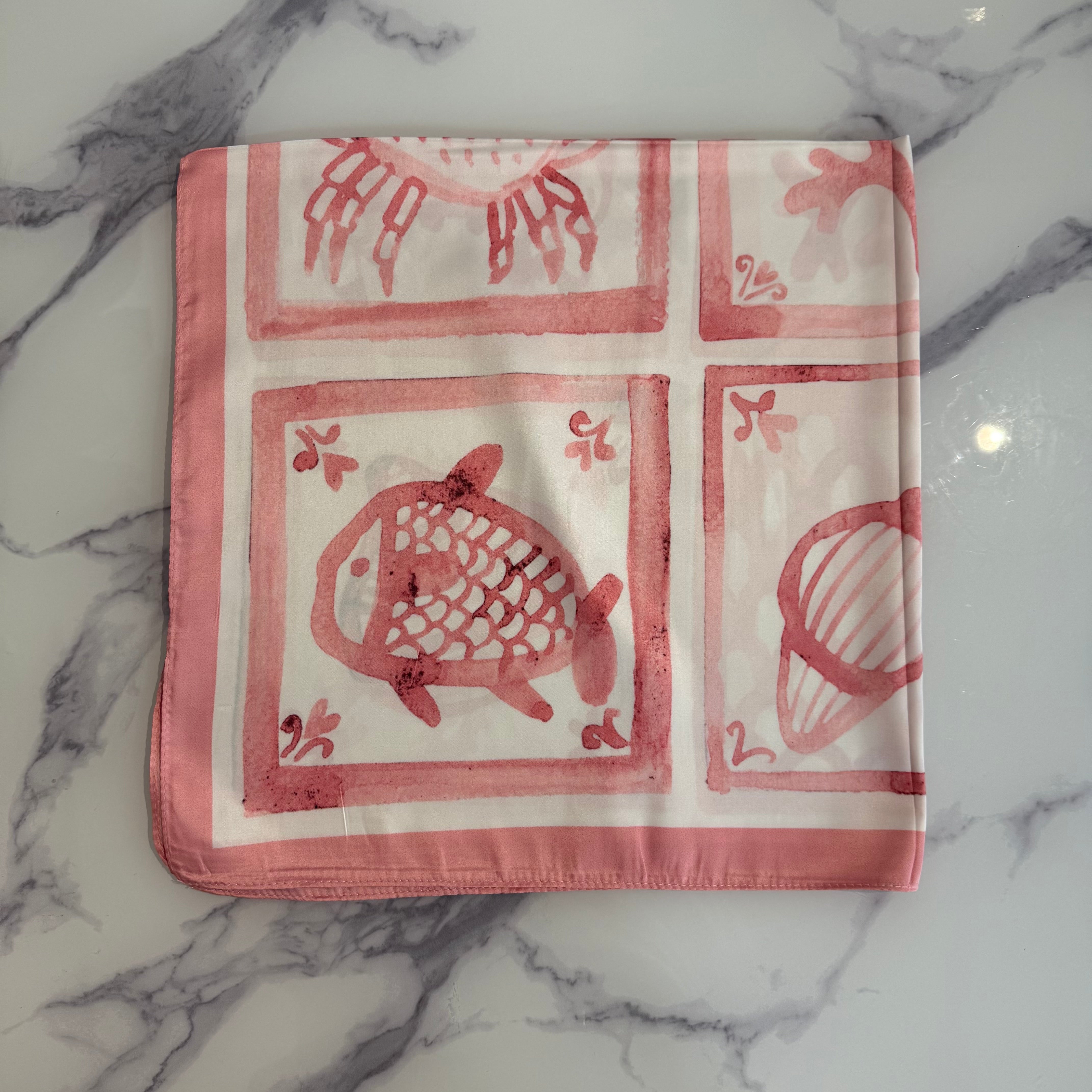 Beach print Satin neck tie - Blush Boutique Essex