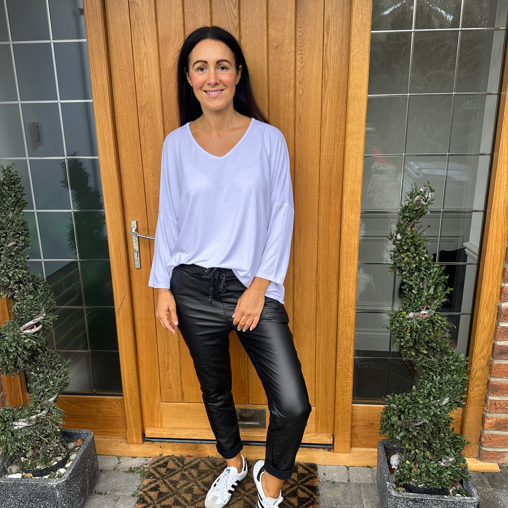 Carli Faux Leather Magic Trousers - Blush Boutique Essex
