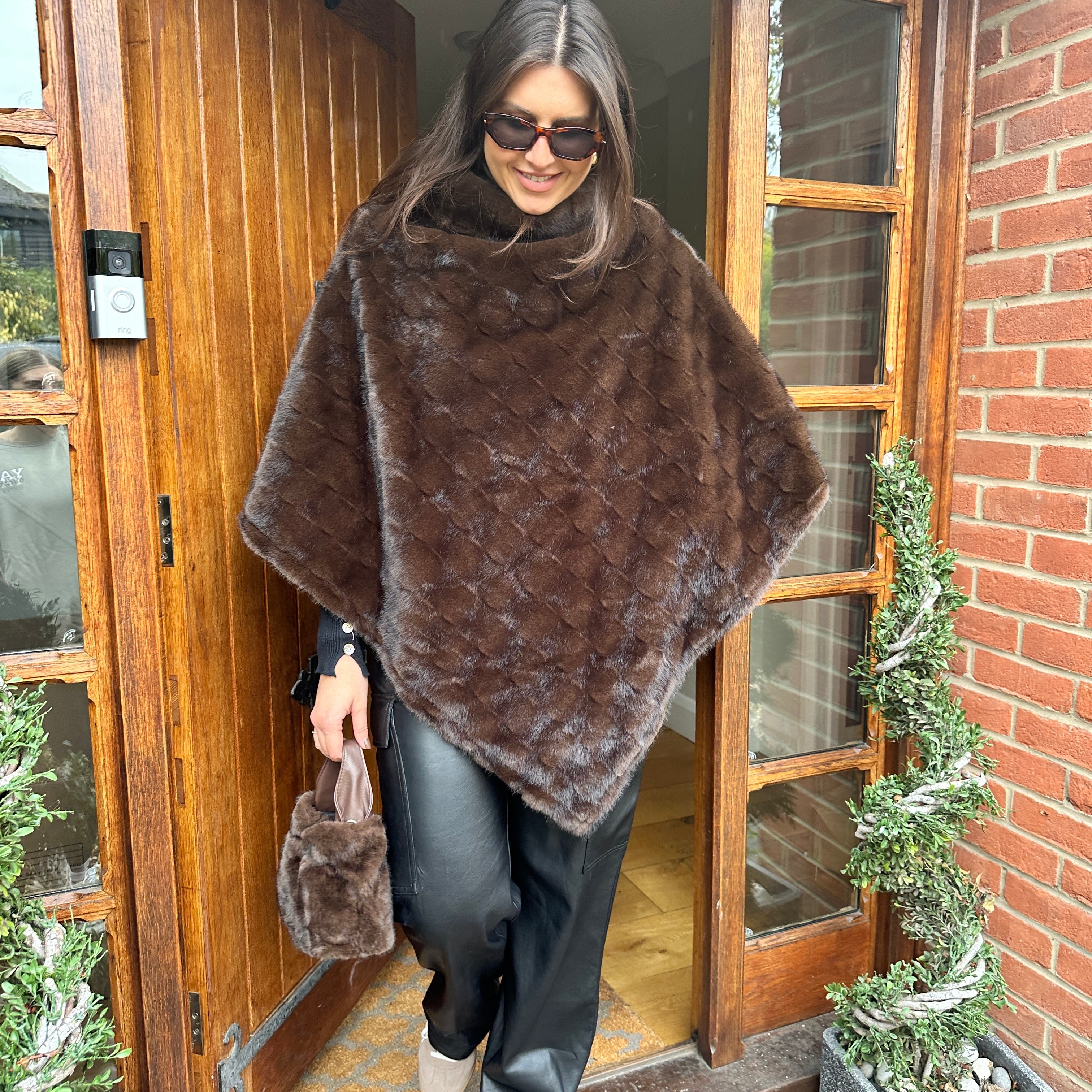 Rocco Faux Fur Cape - Blush Boutique Essex