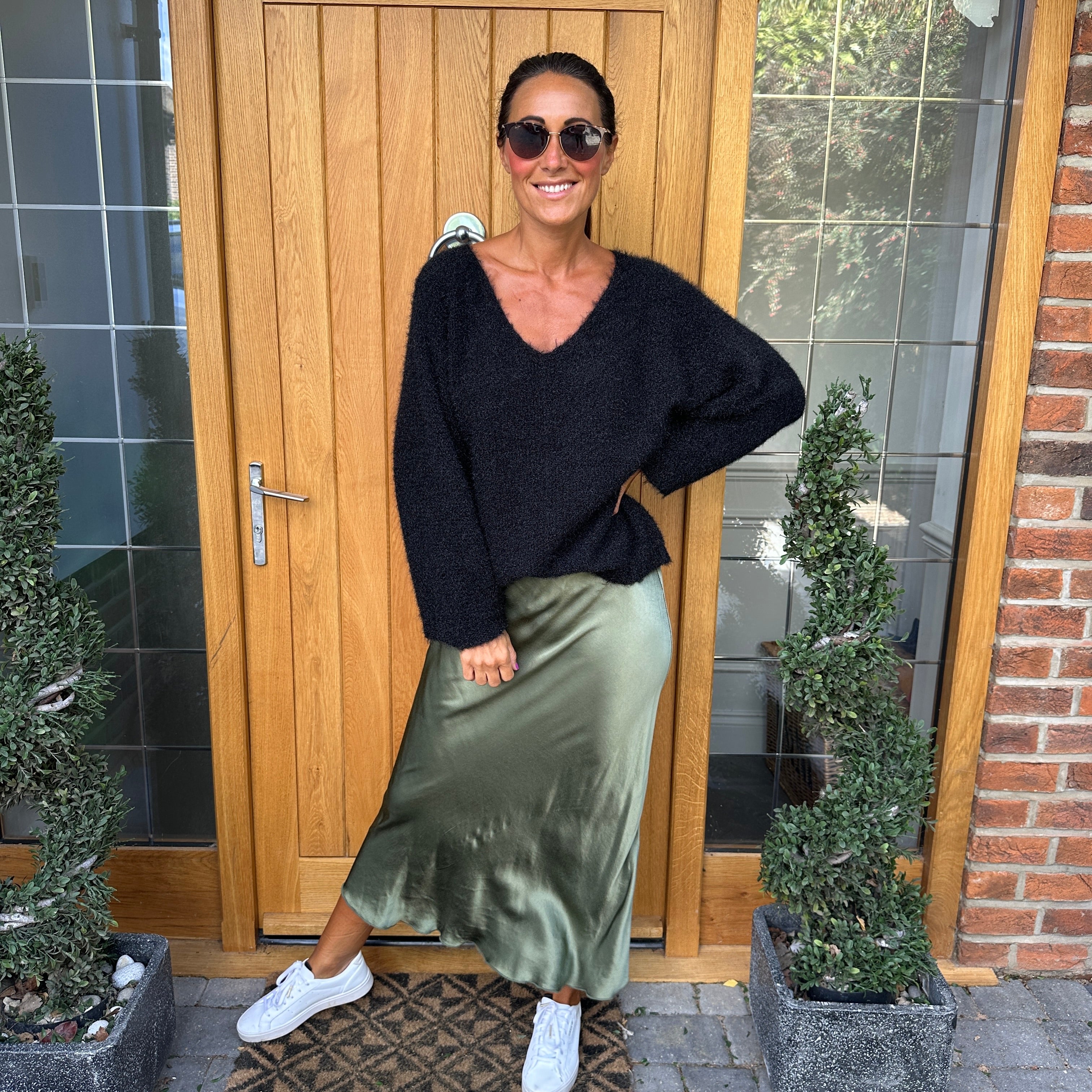 Satin midi skirt - Blush Boutique Essex