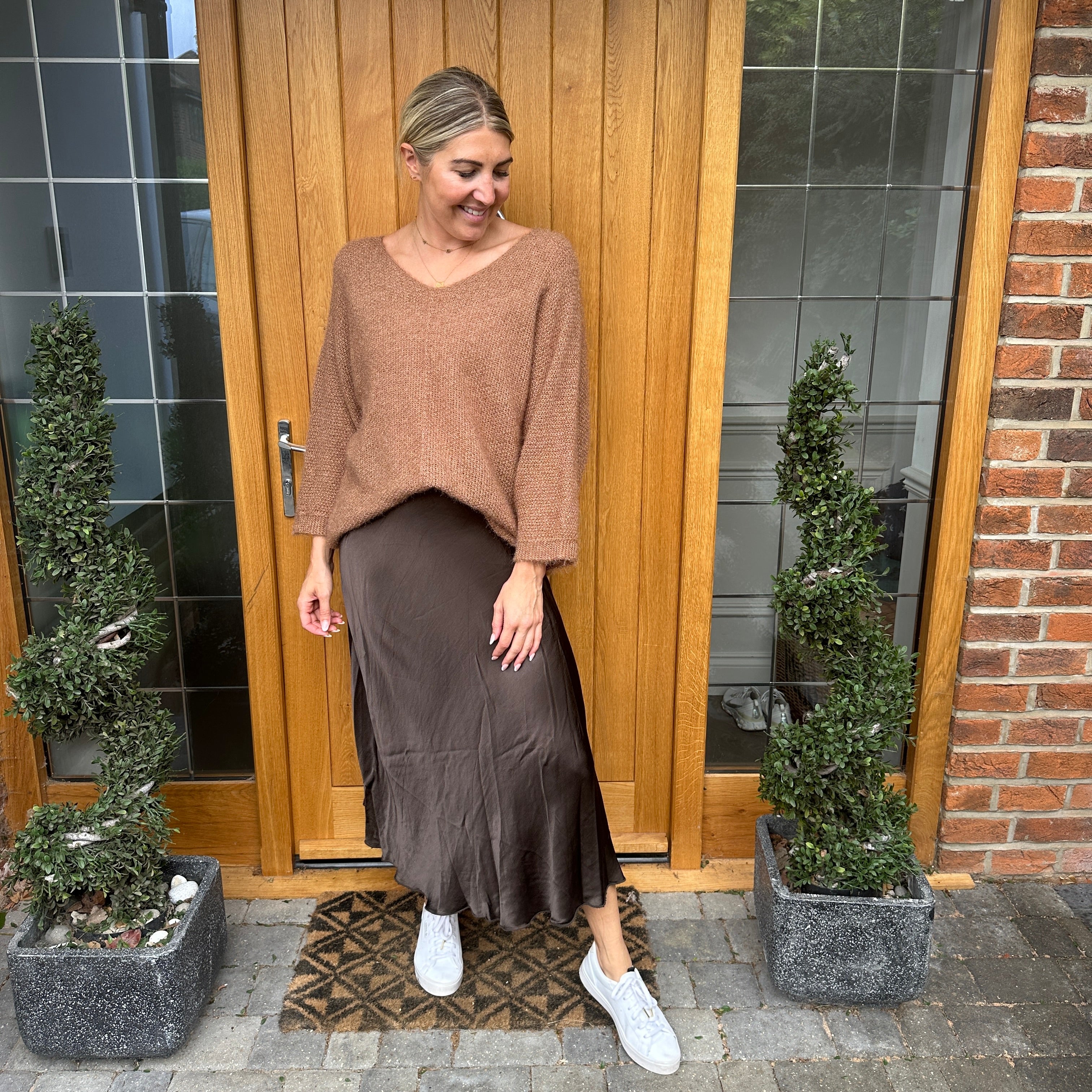 Satin midi skirt - Blush Boutique Essex