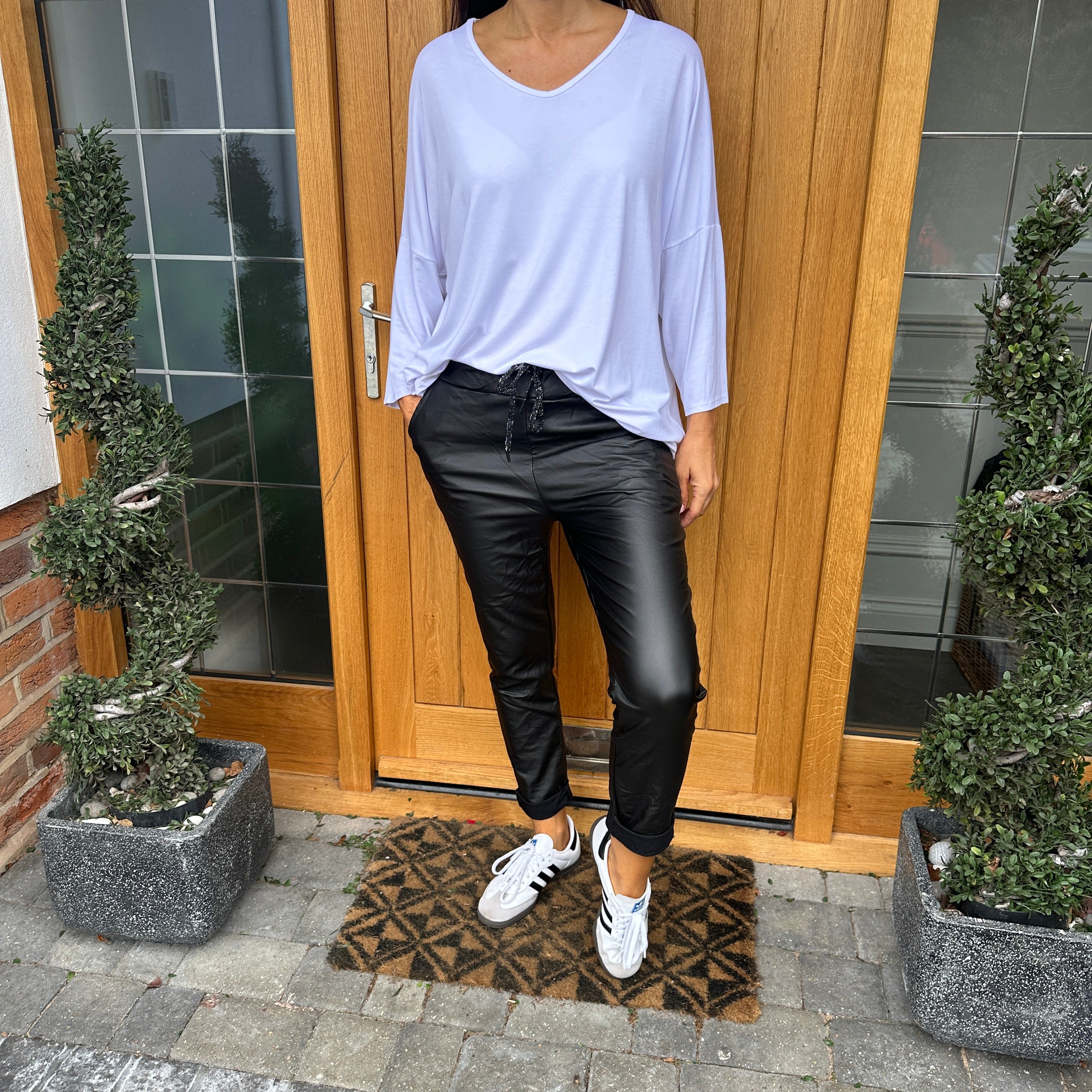 Carli Faux Leather Magic Trousers - Blush Boutique Essex