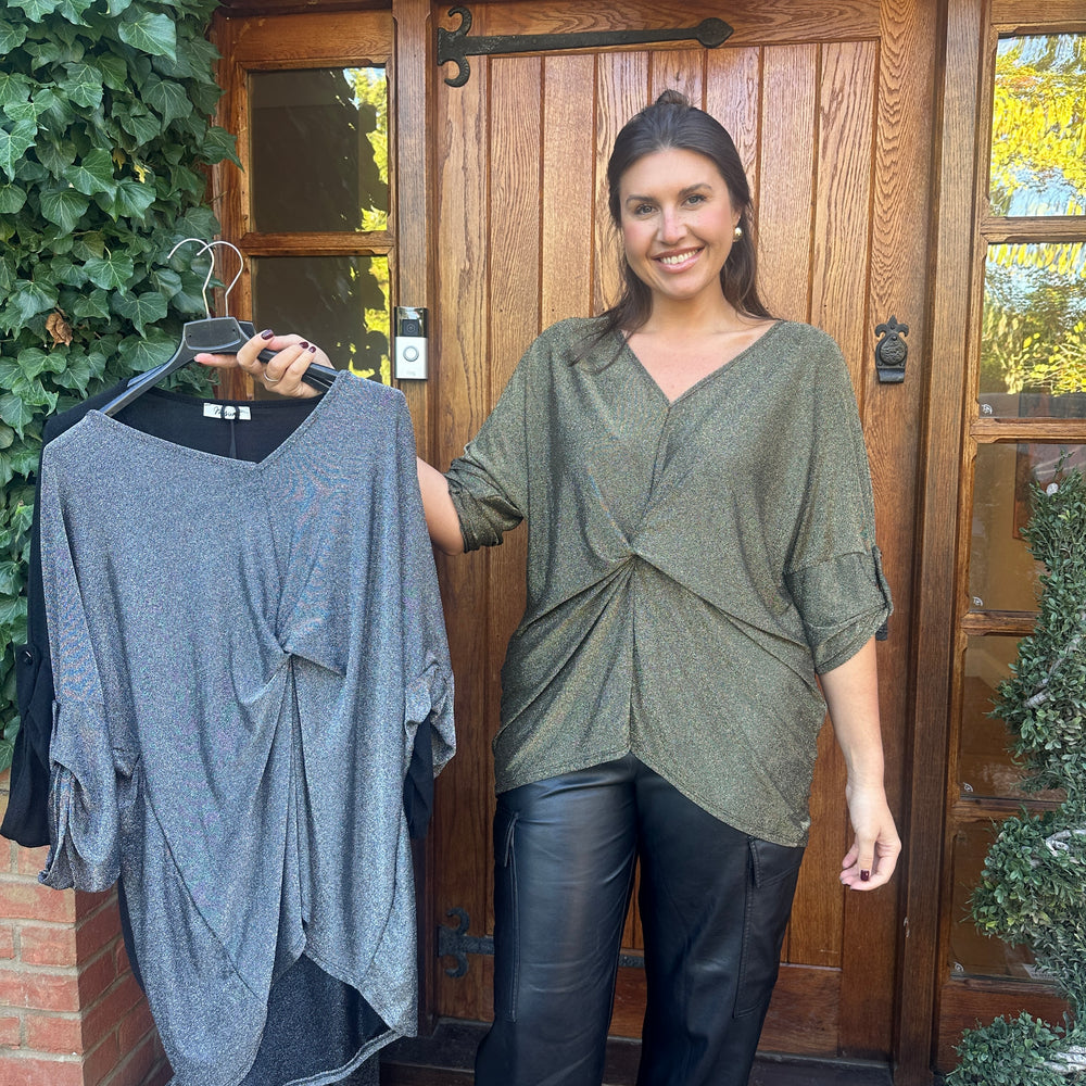 Hollie Lurex Knot Top - Blush Boutique Essex