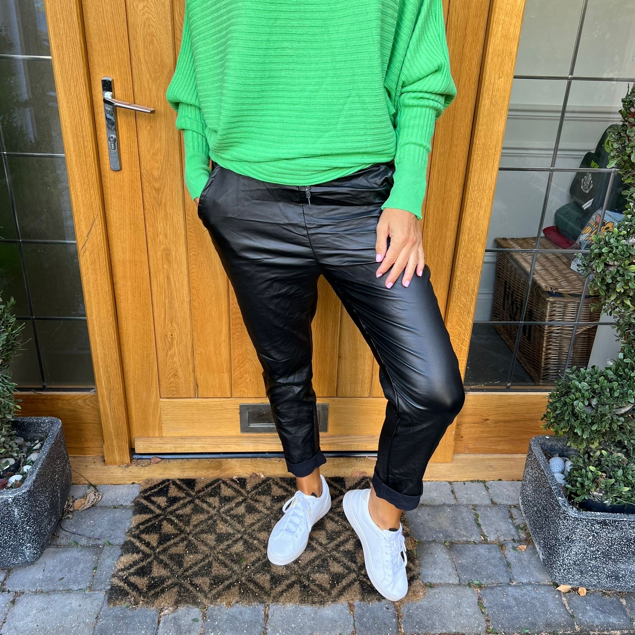 Carli Faux Leather Magic Trousers - Blush Boutique Essex