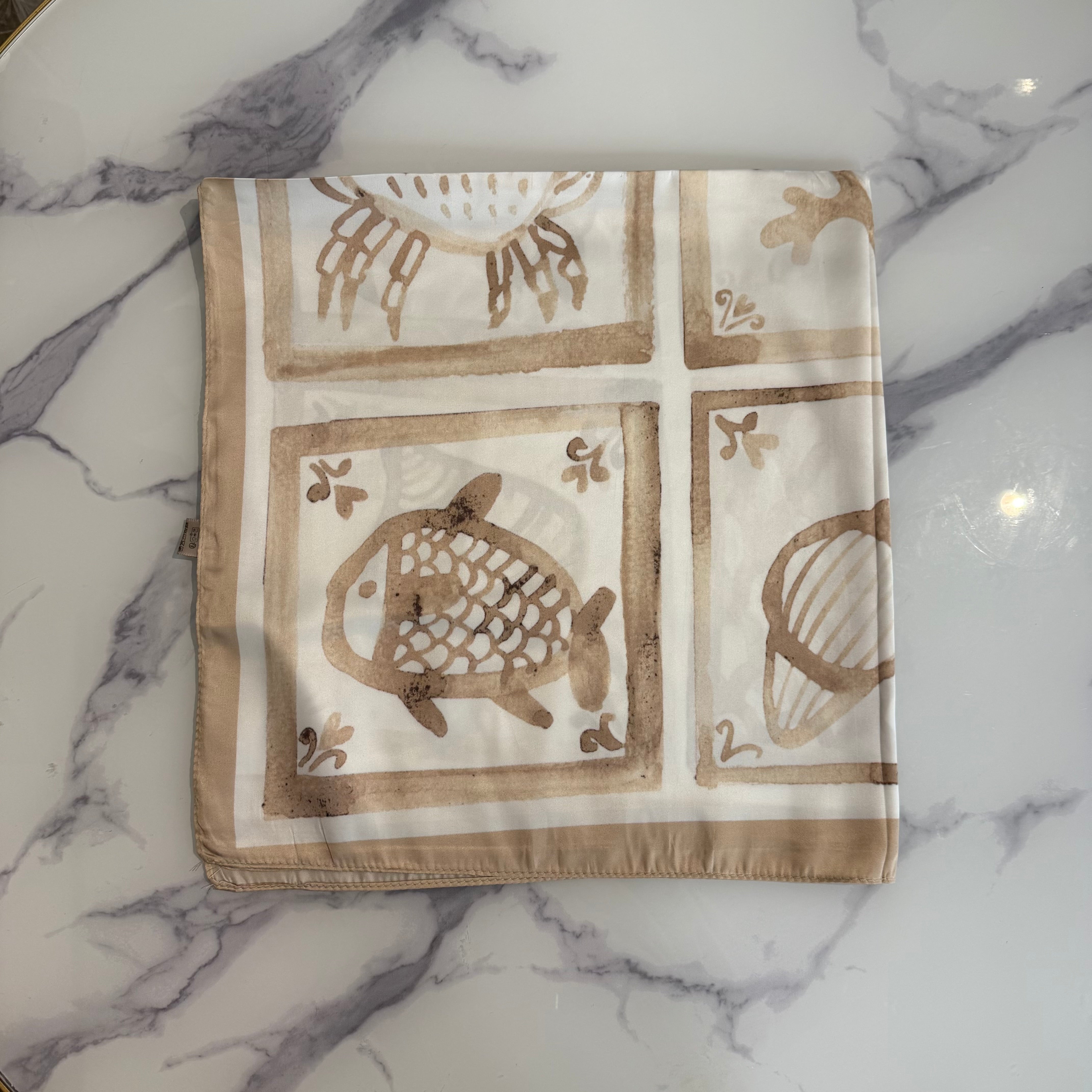 Beach print Satin neck tie - Blush Boutique Essex