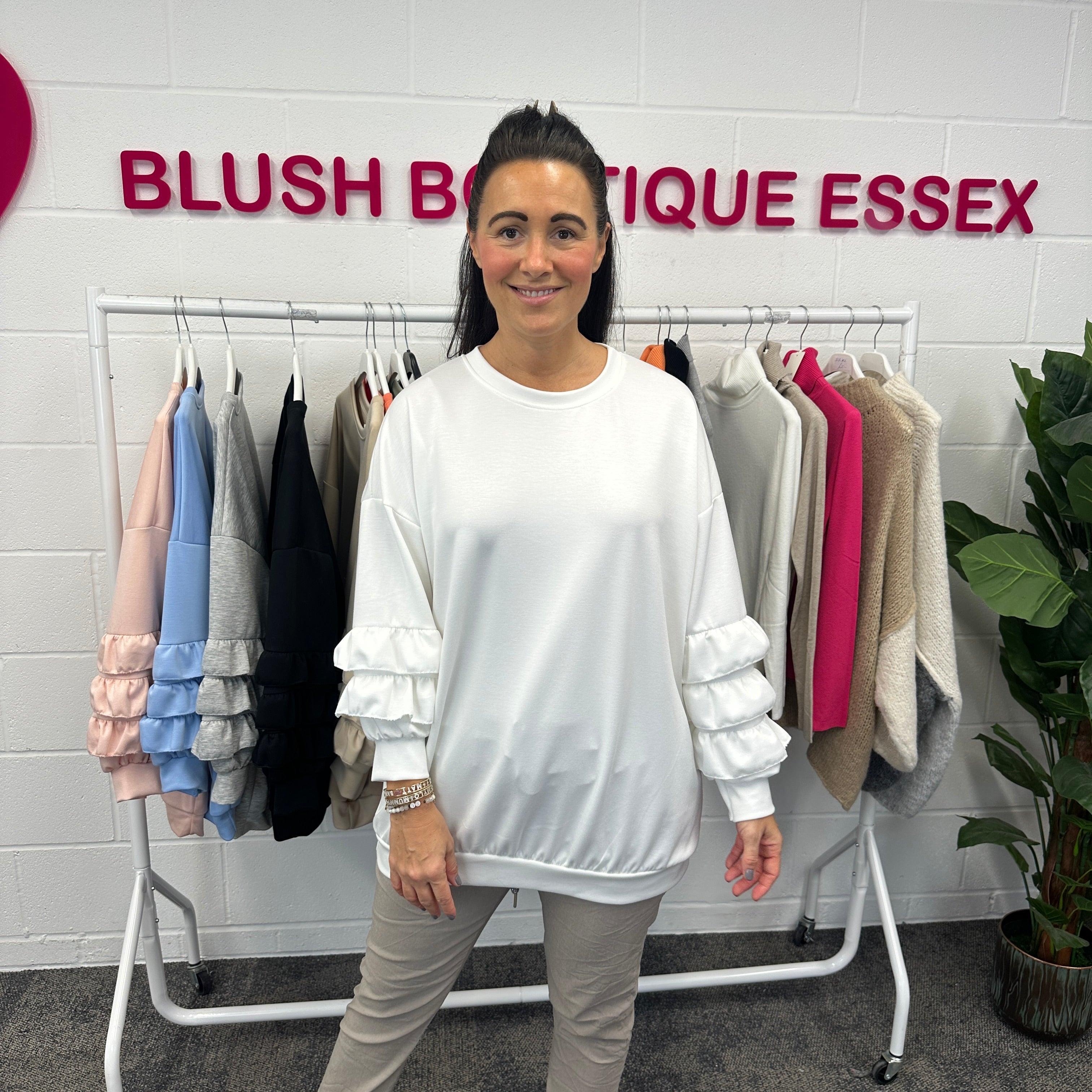 Juni Ruffle Sweatshirt - Blush Boutique Essex