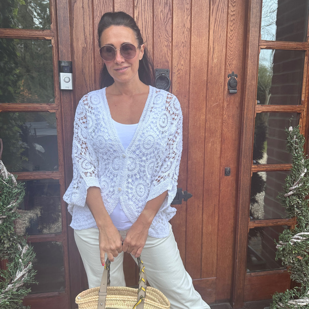 Roxy Crochet Cardigan - Blush Boutique Essex