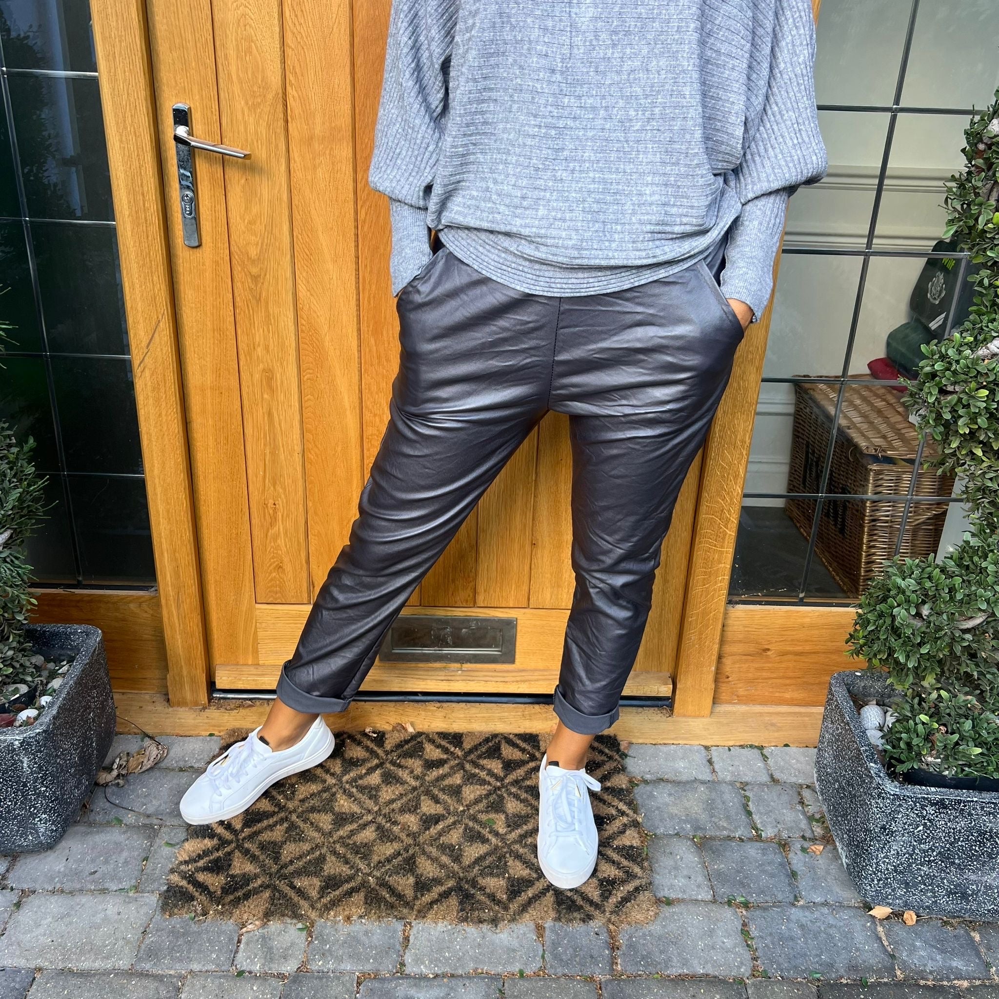 Carli Faux Leather Magic Trousers - Blush Boutique Essex