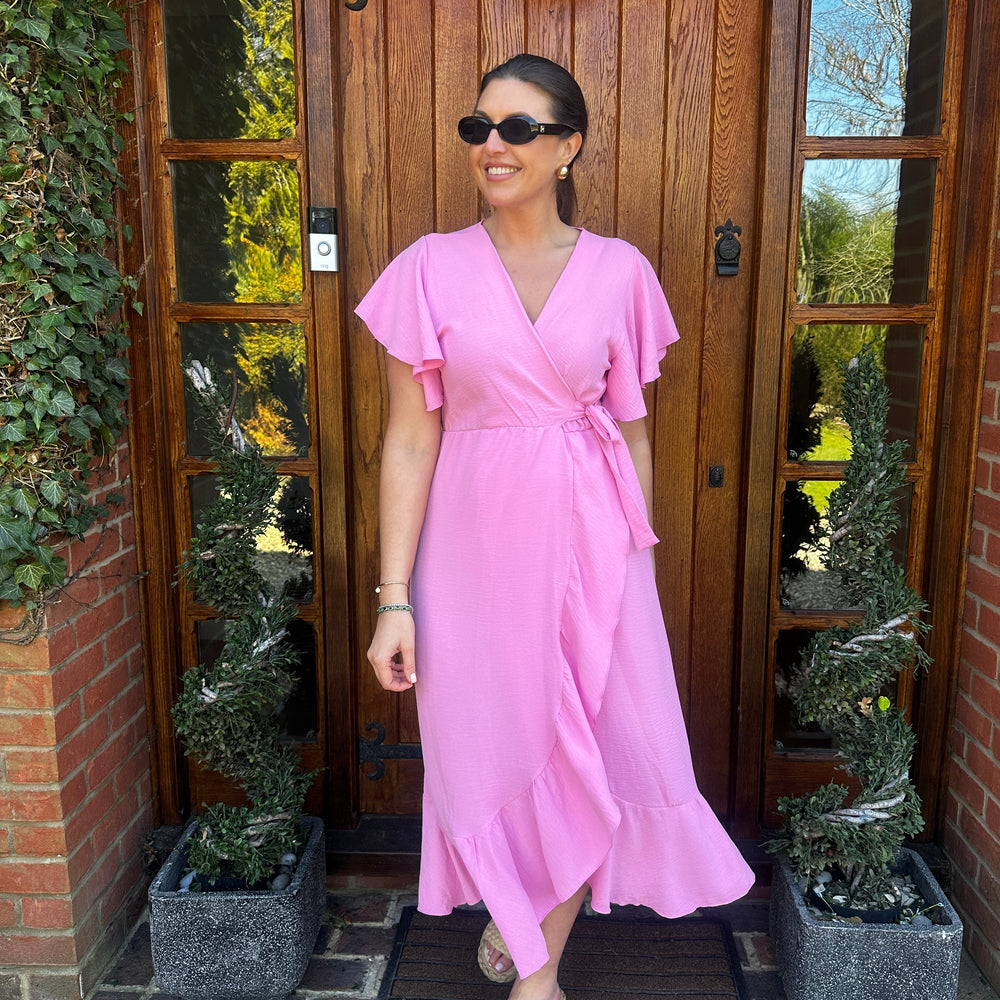 Rachel Ruffle Wrap Dress - Blush Boutique Essex