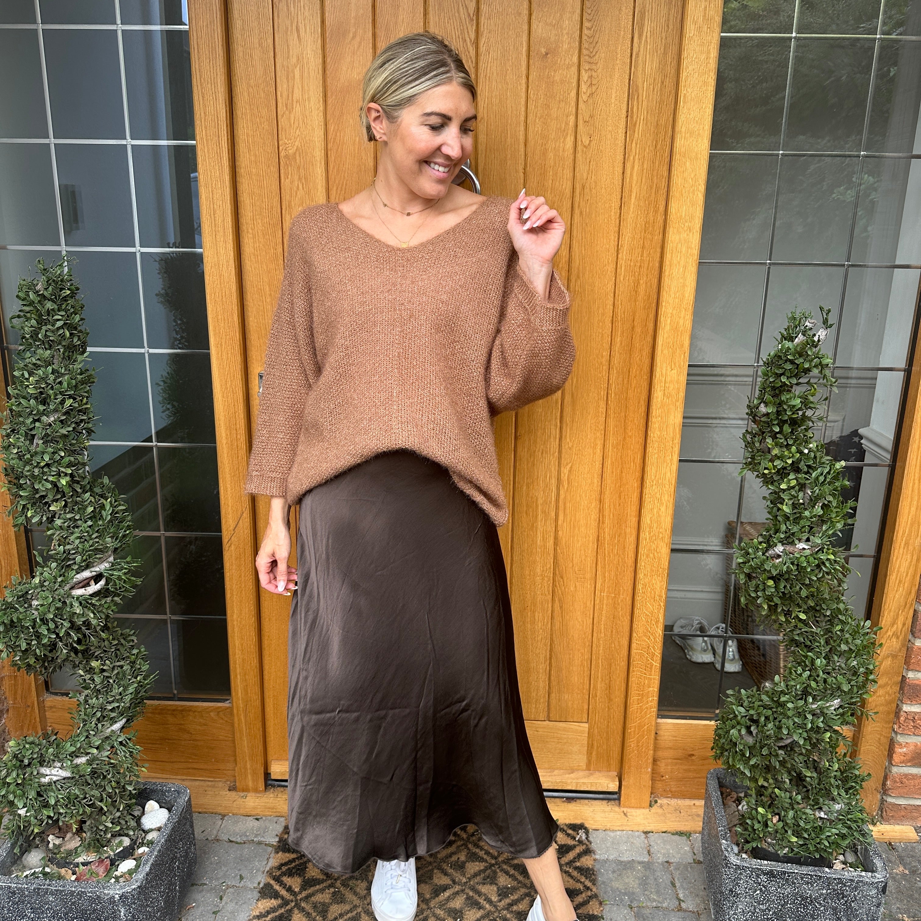 Satin midi skirt - Blush Boutique Essex