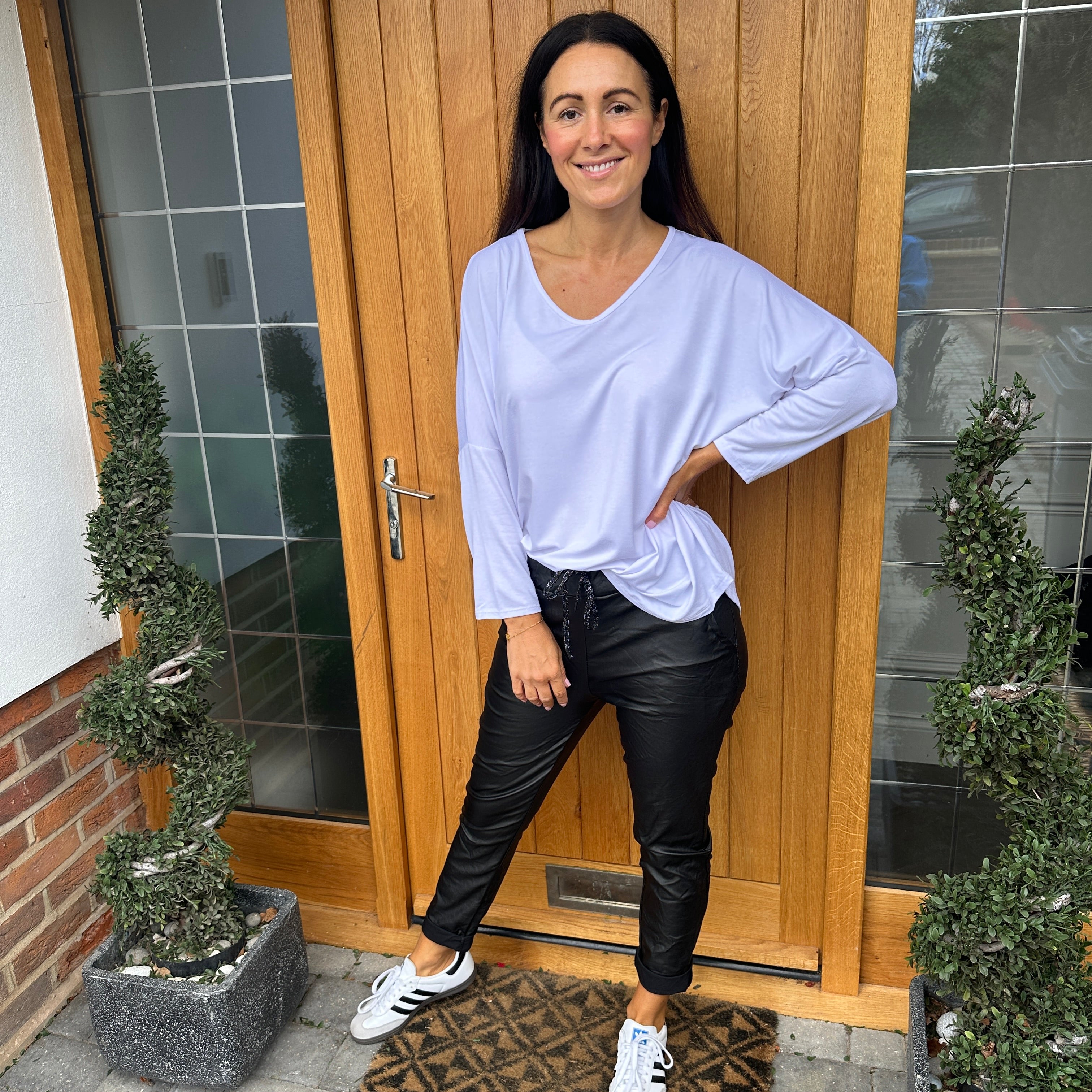 Carli Faux Leather Magic Trousers - Blush Boutique Essex