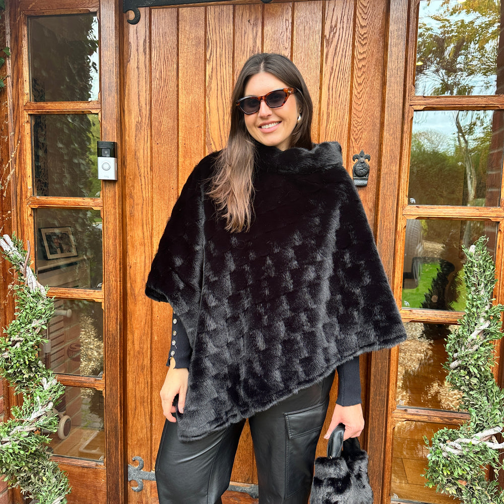 Rocco Faux Fur Cape - Blush Boutique Essex