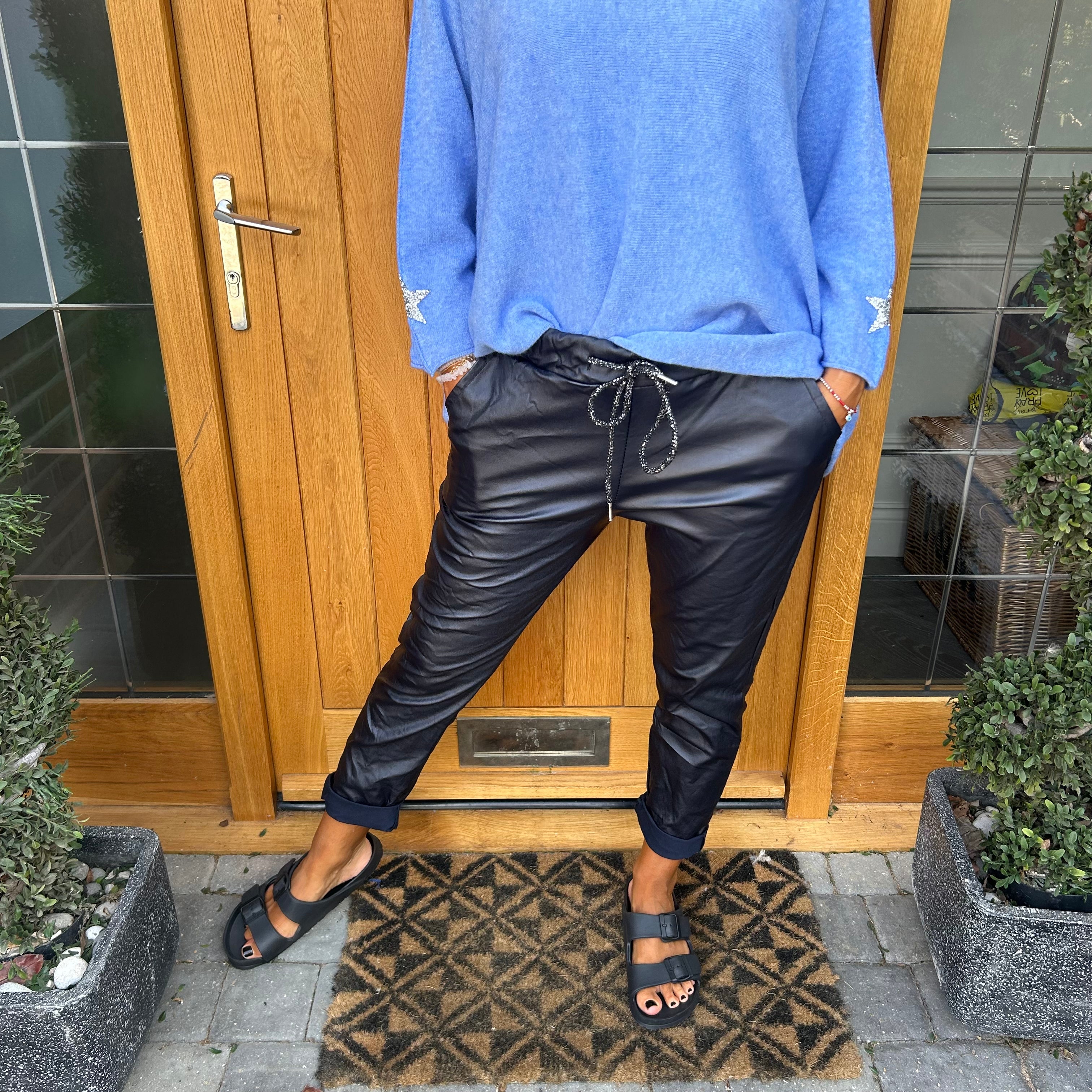 Carli Faux Leather Magic Trousers - Blush Boutique Essex