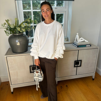 Juni Ruffle Sweatshirt - Blush Boutique Essex