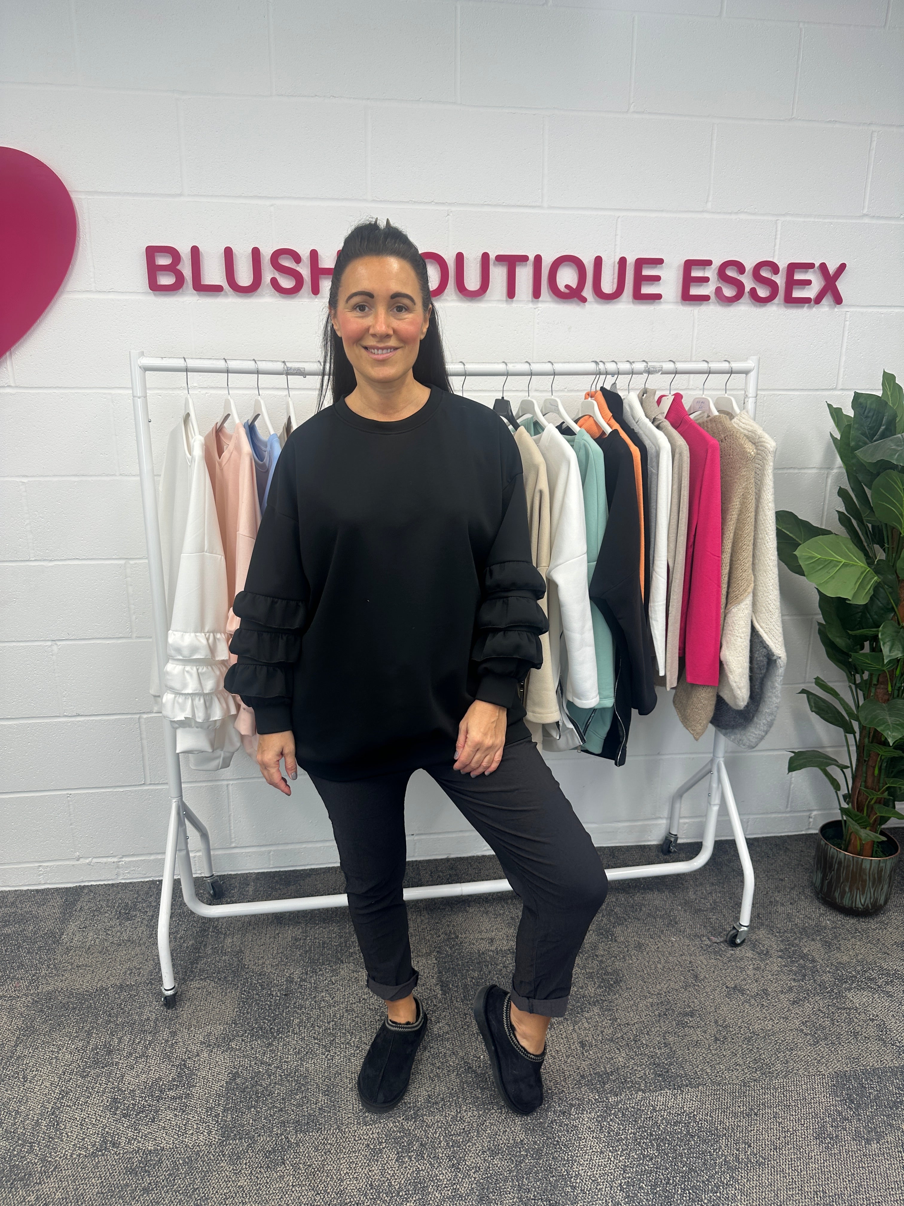 Juni Ruffle Sweatshirt - Blush Boutique Essex