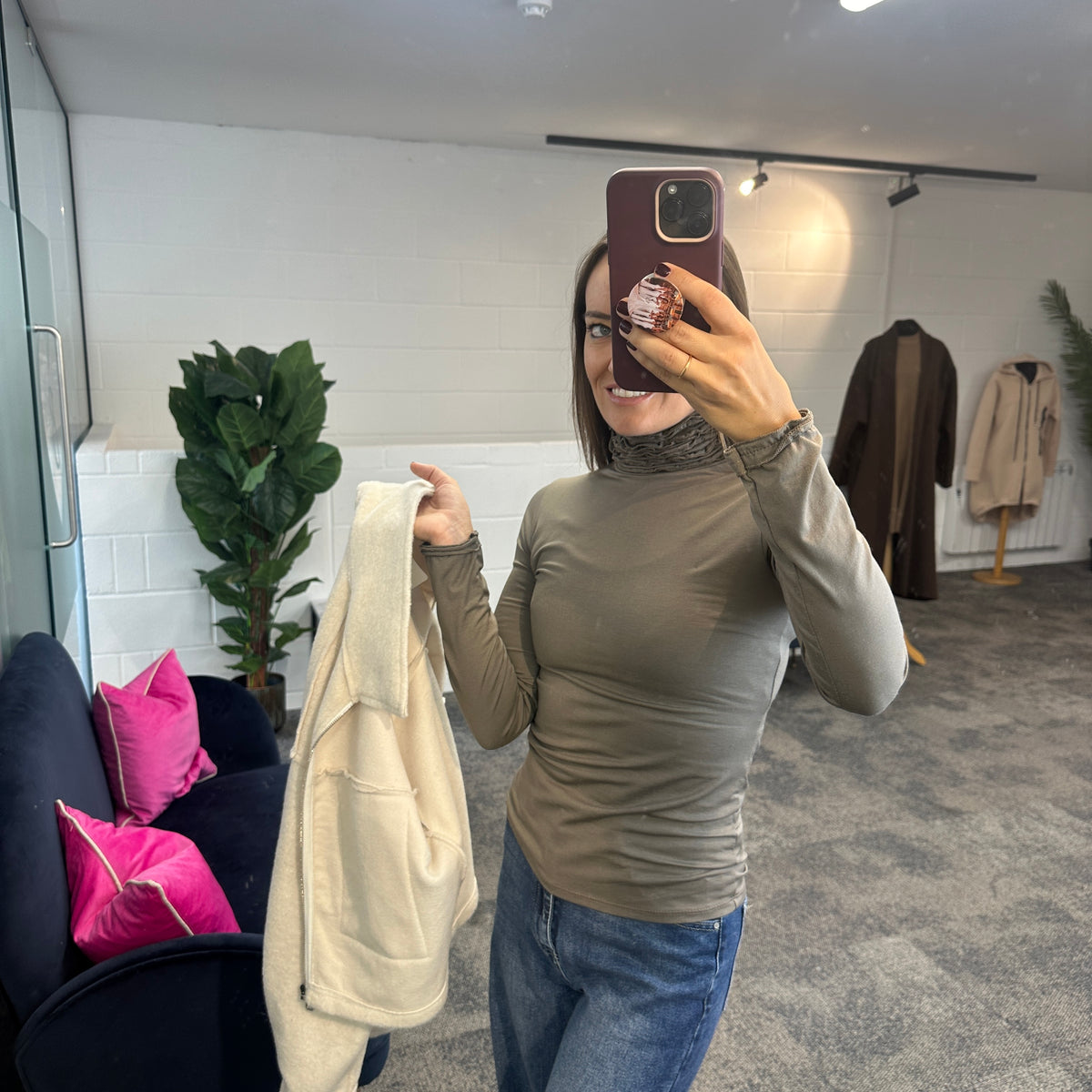 Ruche Roll Neck - Blush Boutique Essex