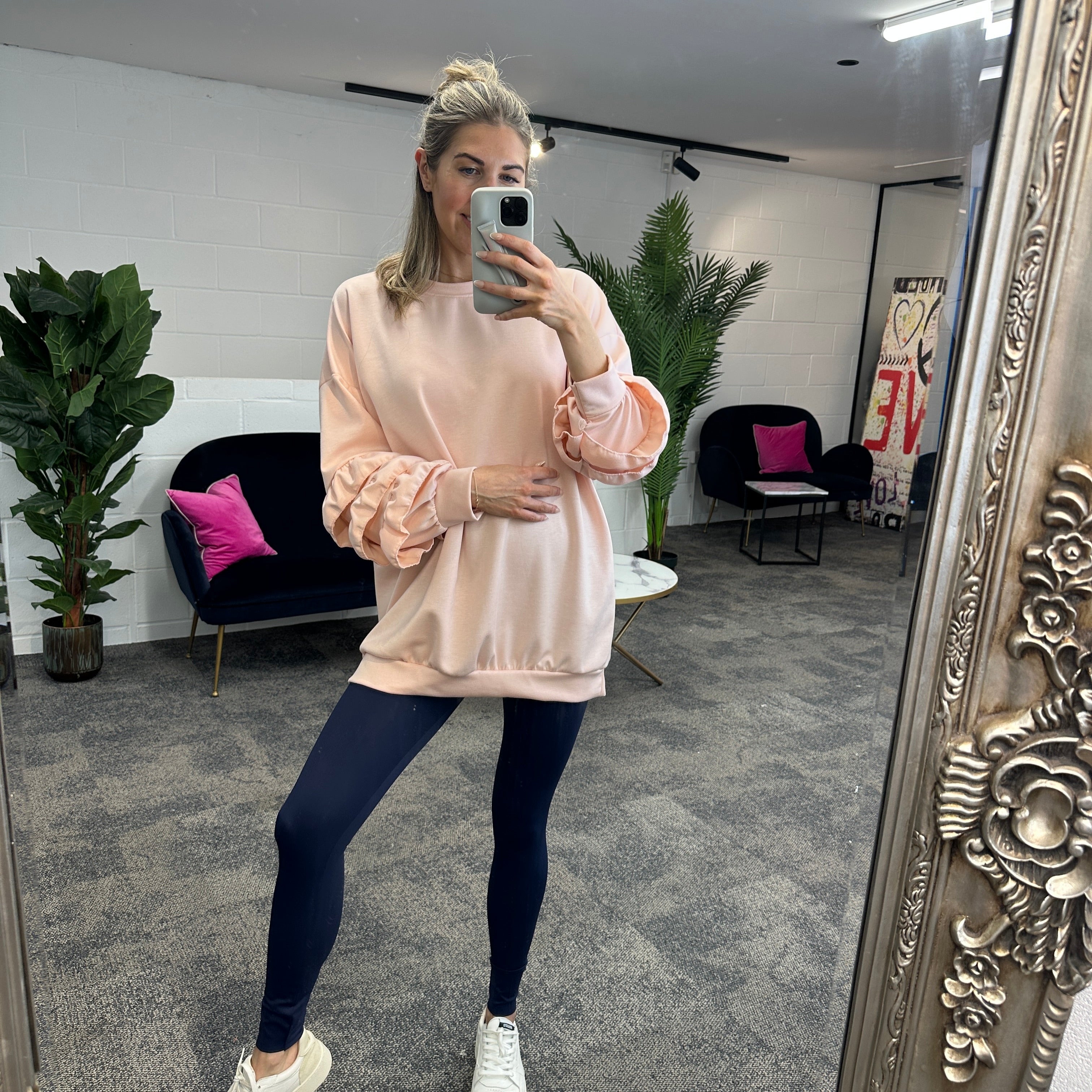 Juni Ruffle Sweatshirt - Blush Boutique Essex