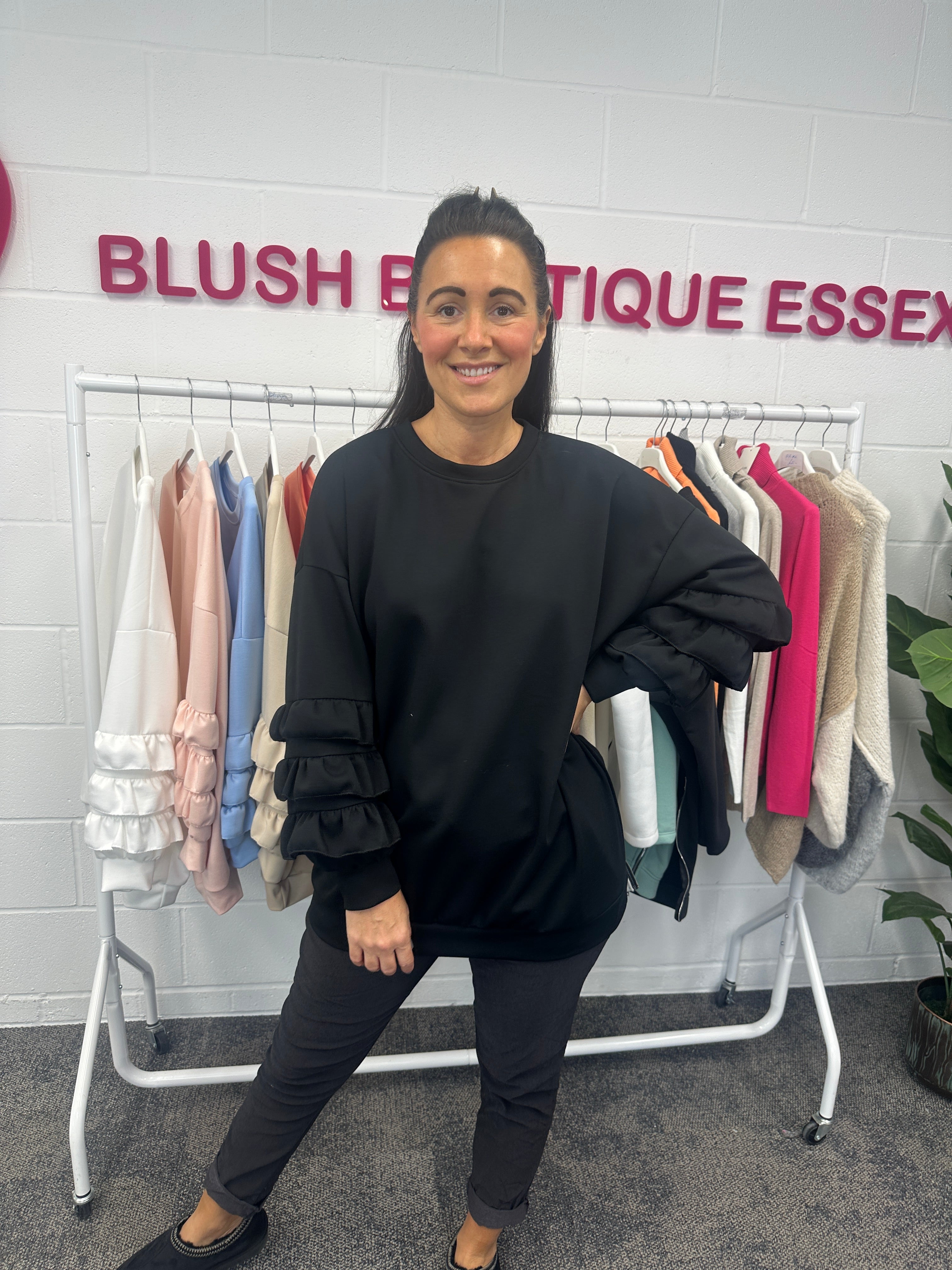 Juni Ruffle Sweatshirt - Blush Boutique Essex