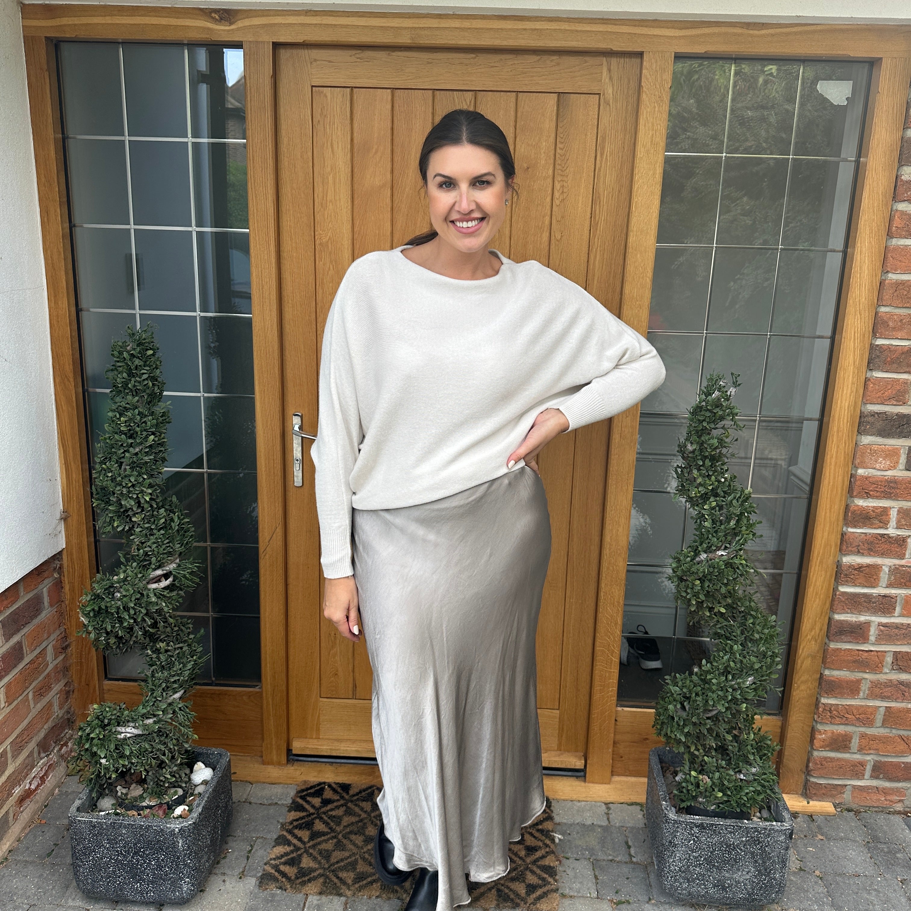 Satin midi skirt - Blush Boutique Essex