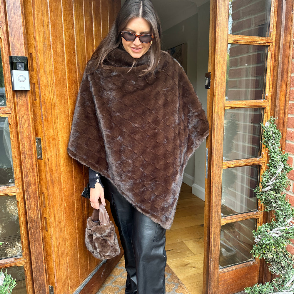 Rocco Faux Fur Cape - Blush Boutique Essex