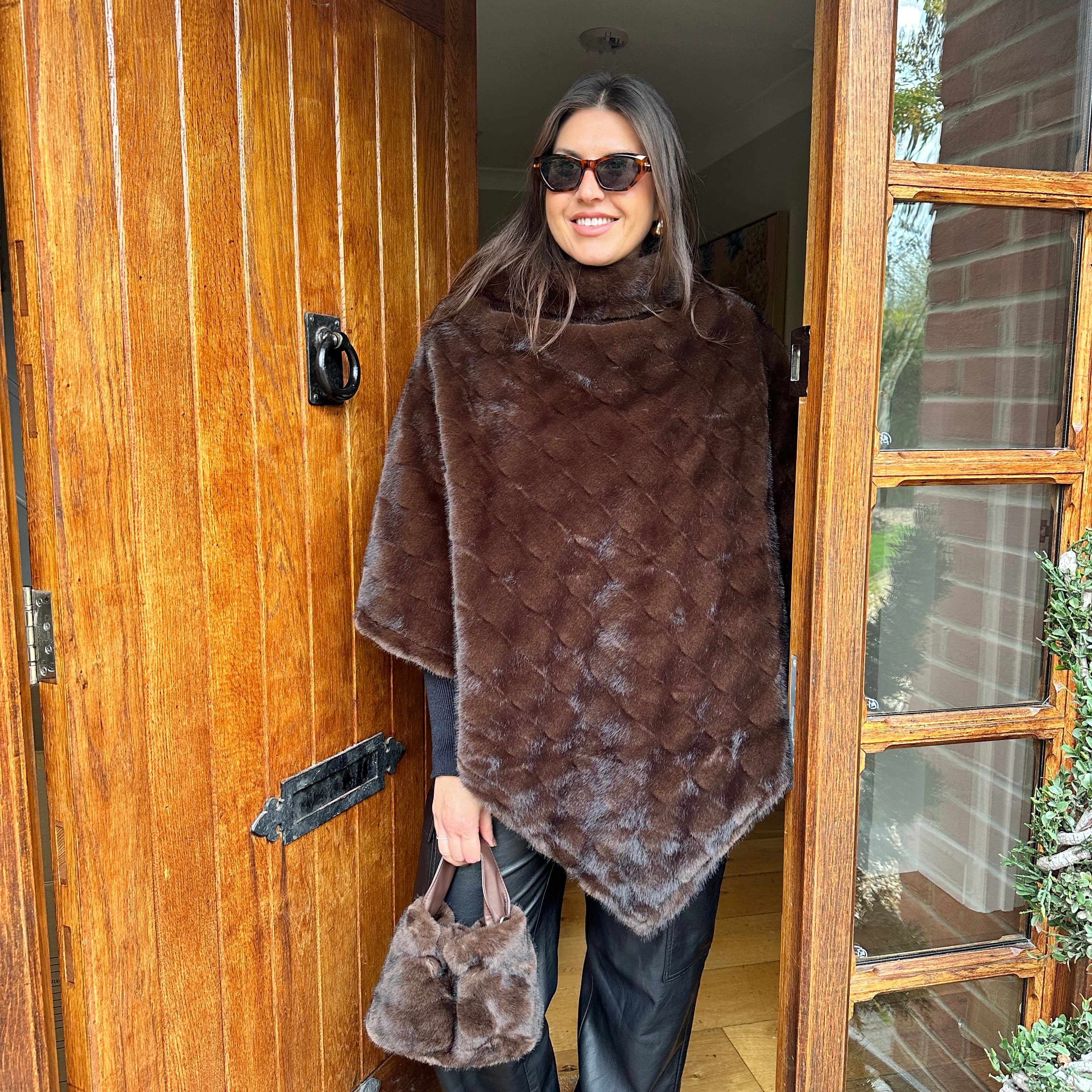 Rocco Faux Fur Cape - Blush Boutique Essex