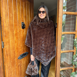 Rocco Faux Fur Cape - Blush Boutique Essex