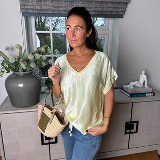 Sybil satin v neck top - Blush Boutique Essex