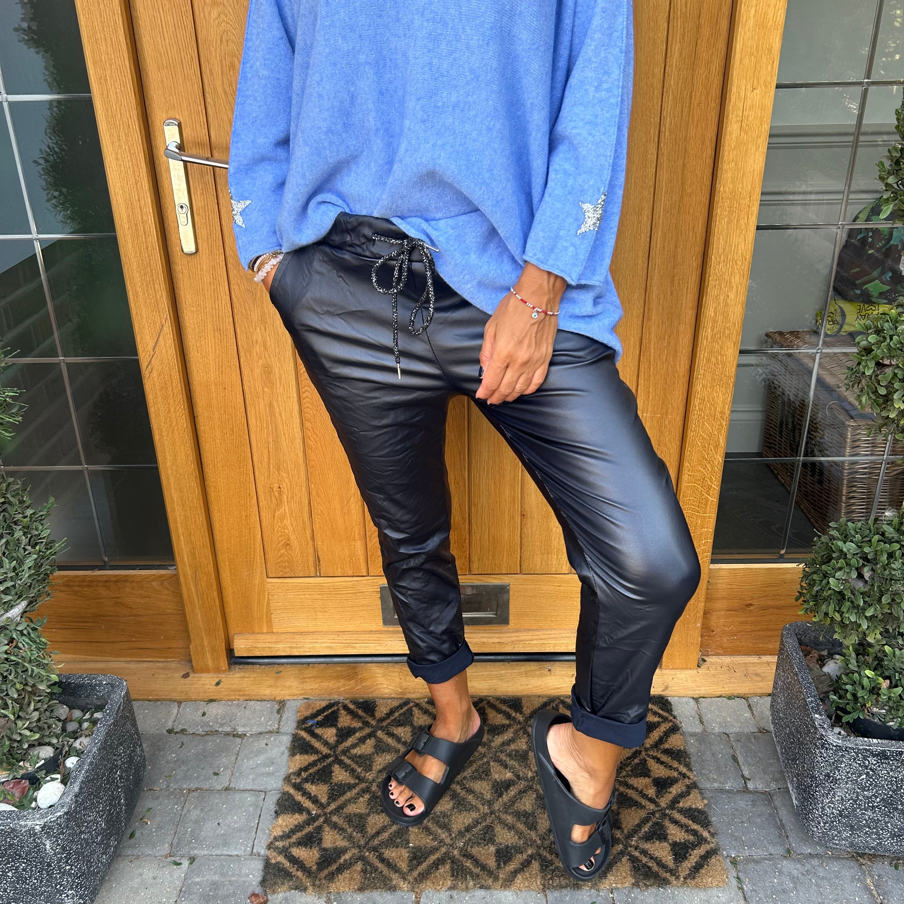 Carli Faux Leather Magic Trousers - Blush Boutique Essex