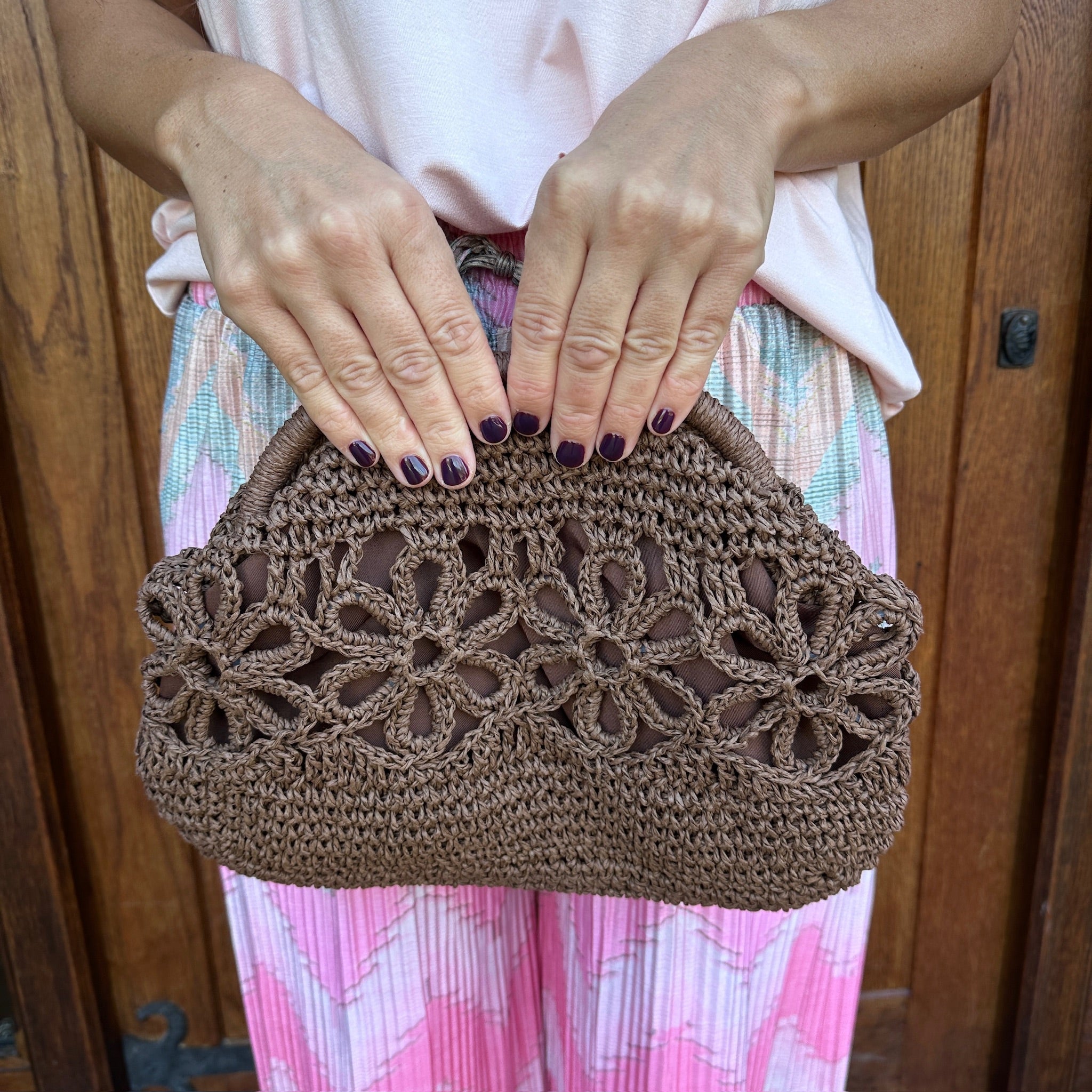 Flower Raffia Clutch - Blush Boutique Essex